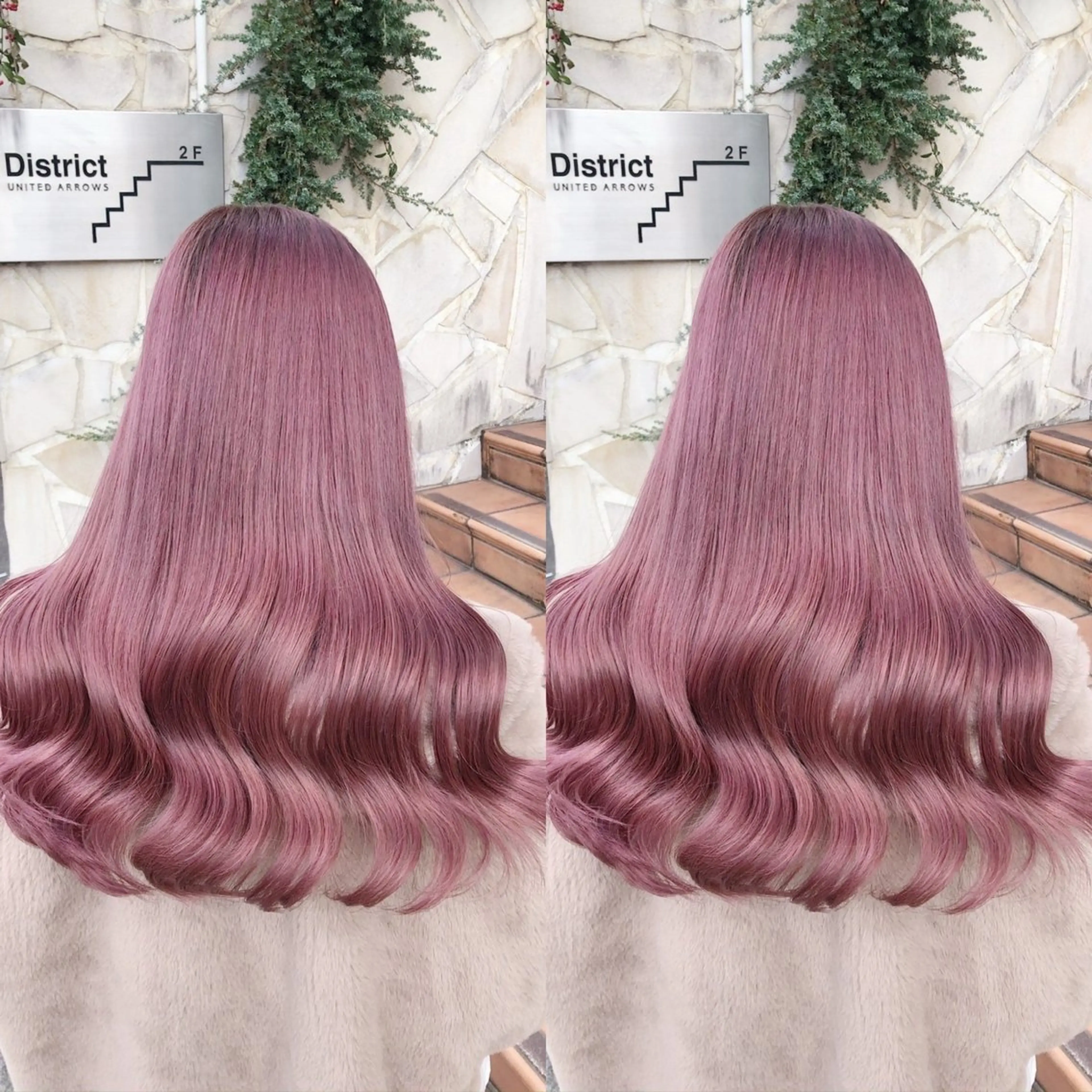 ロング カラー カシス ピンクカラー ヘアカラー トリートメント ヘアセット ブリーチ無しダブル カラー🦕まどかのヘアスタイル