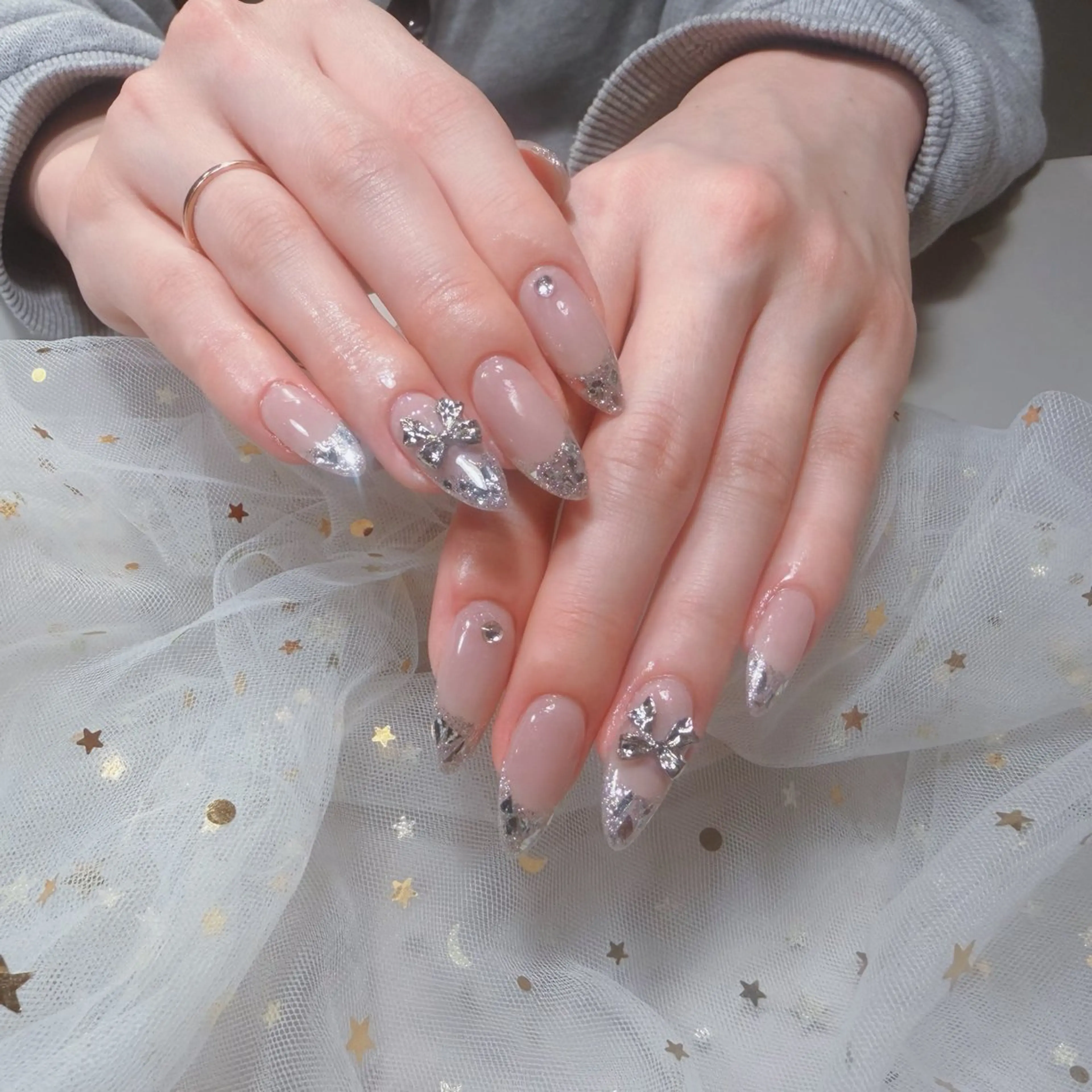 ネイル フレンチネイル ガラスフレンチ U.MI Nail Salonのネイルデザイン