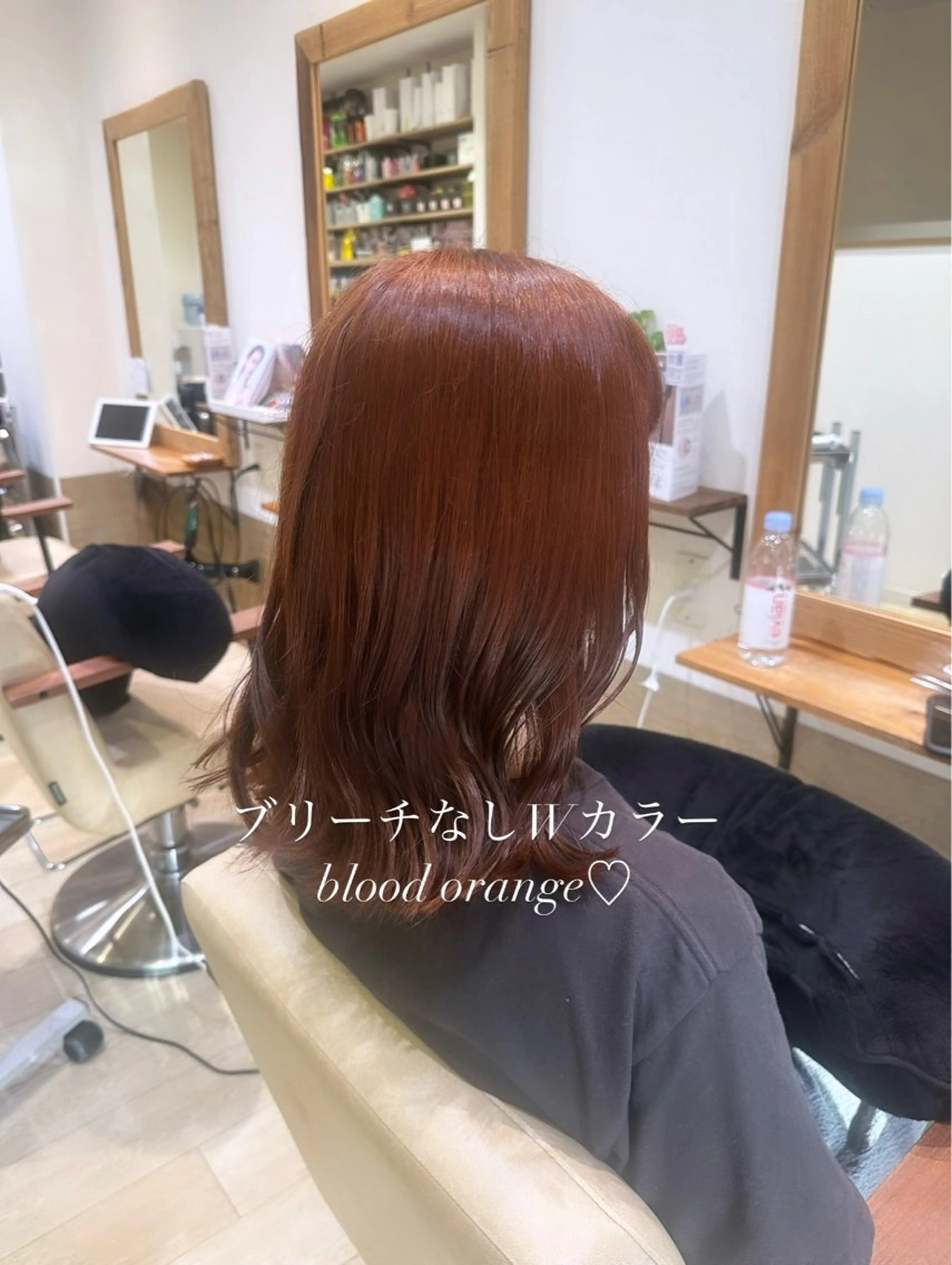 セミロング カラー ブリーチ ブリーチなしカラー オレンジ ブリーチなしカラー RURI🩵のヘアスタイル