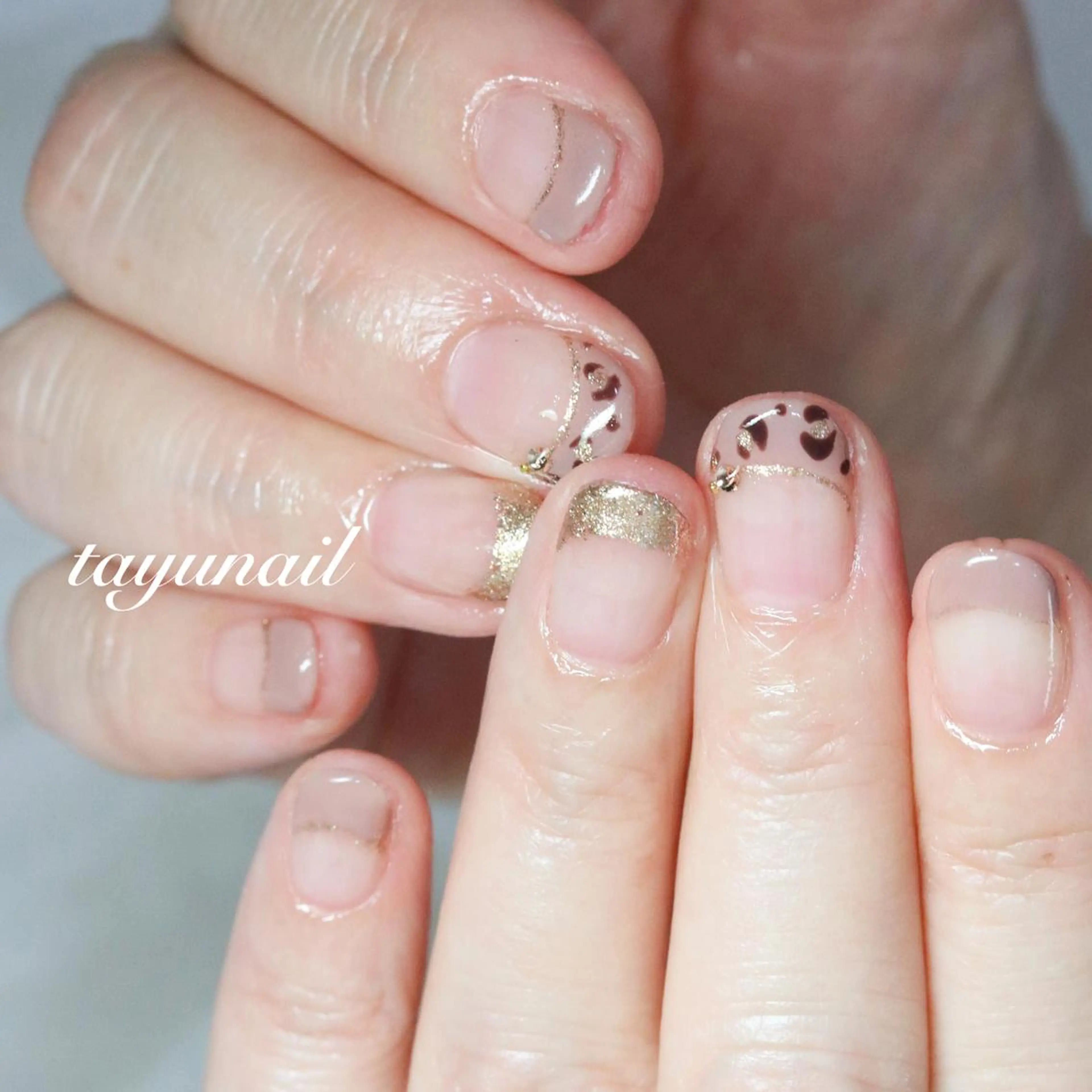 ネイル アニマル柄 アートネイル ブルー フットネイル フレンチネイル ネイルサロン 【たゆnail】のネイルデザイン