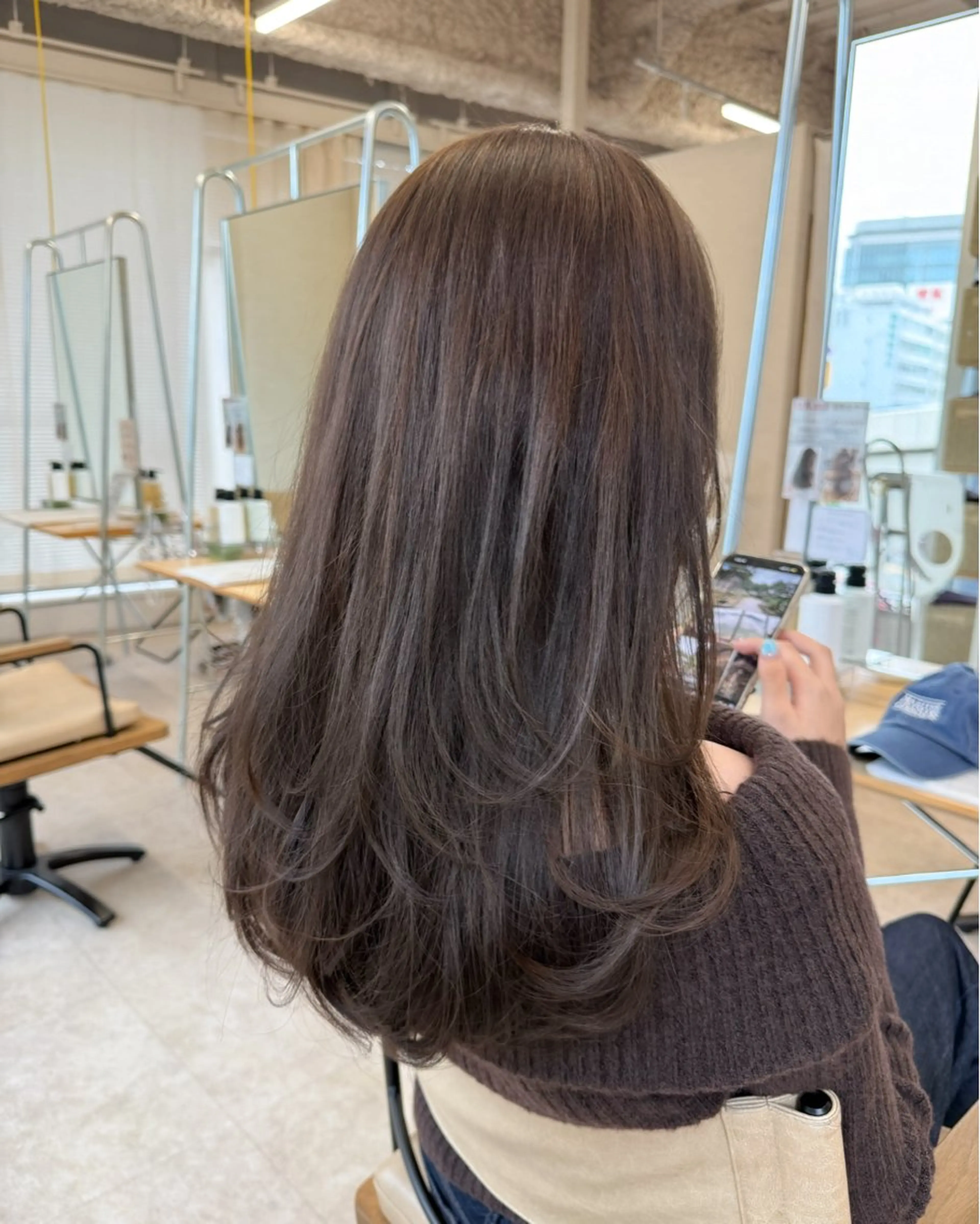 ロング カラー アッシュ アッシュブラウン ブラウンカラー オレンジ ヘアカラー トリートメント 透明感カラー ブリーチ/ 大村勇人のヘアスタイル
