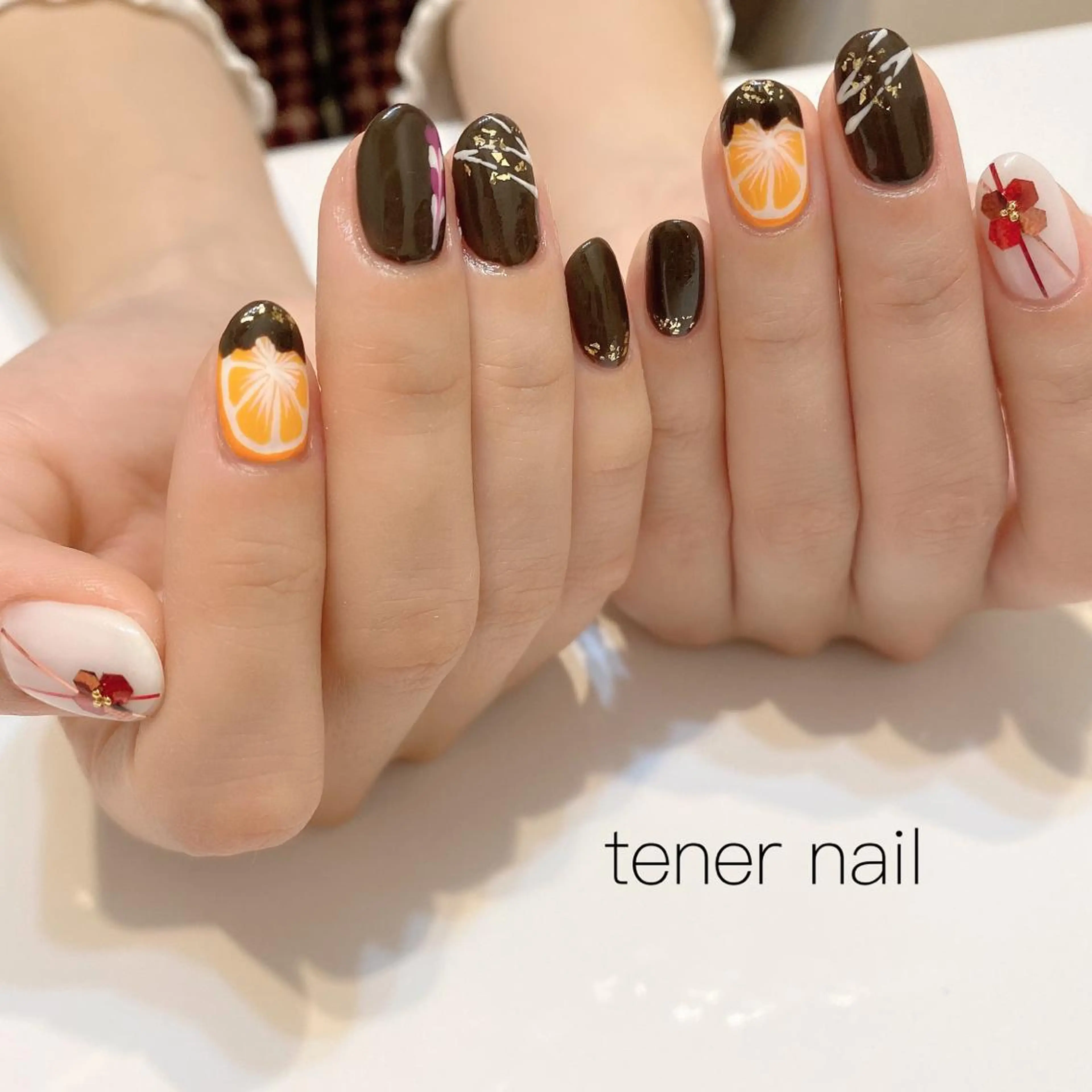 ネイル オレンジ テネルネイル tener nailのネイルデザイン