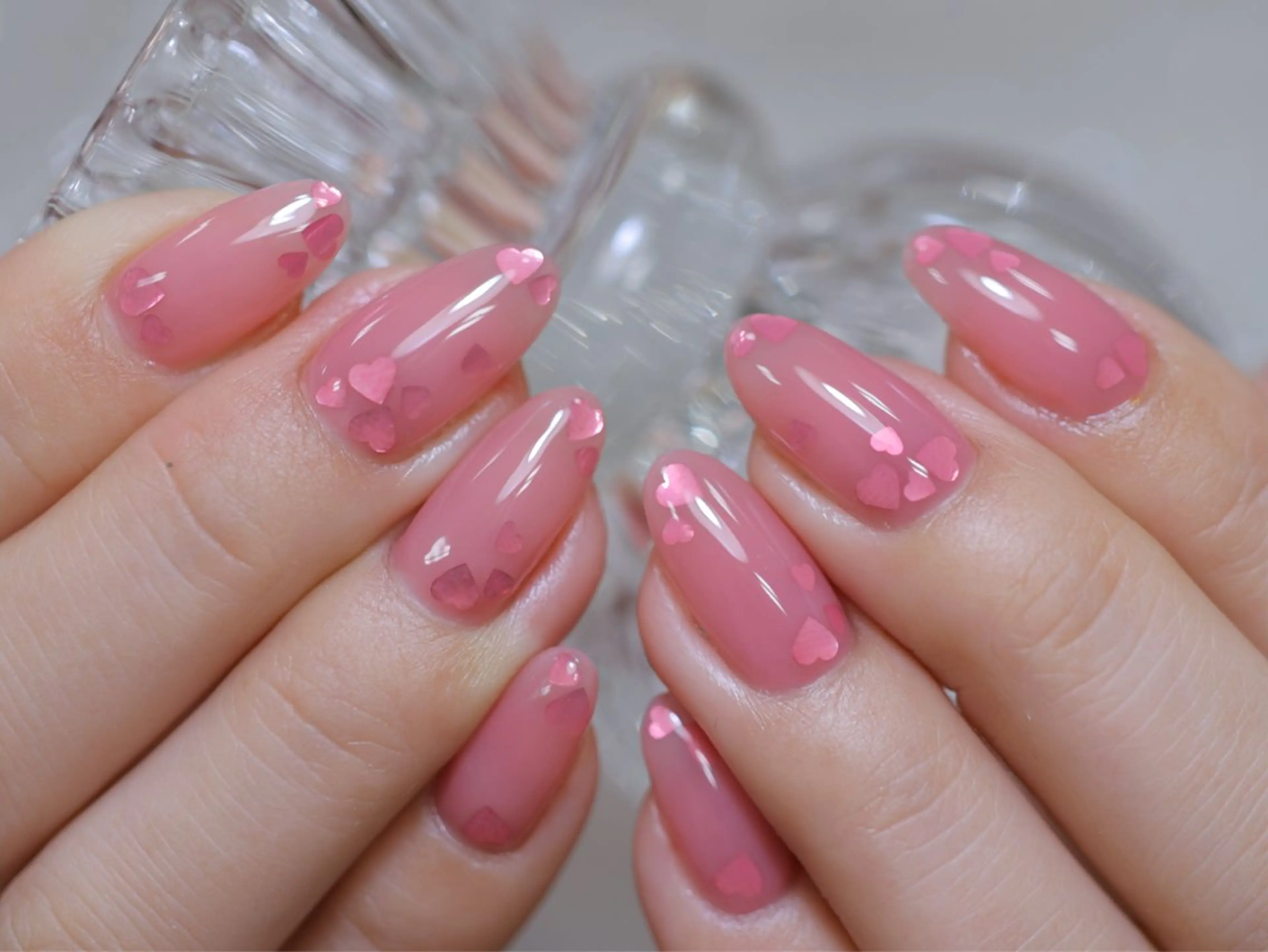 ネイル ハート ピンク シンプルネイル バレンタイン ハンドネイル 幻之花 Nailのネイルデザイン