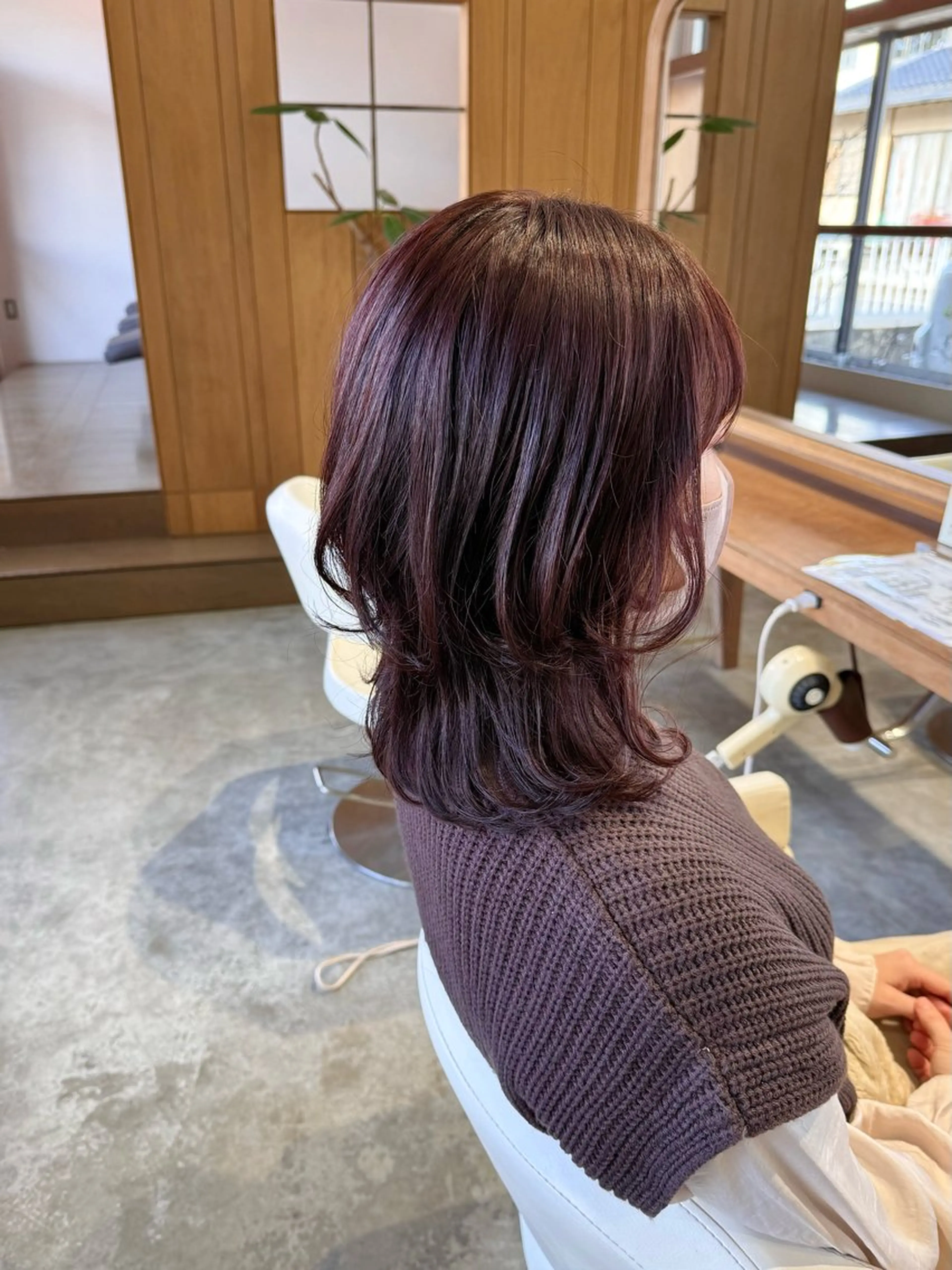 ミディアム カラー ブラウンカラー ピンクカラー ピンクブラウン ハッシュカット WATANABE MISAKIのヘアスタイル