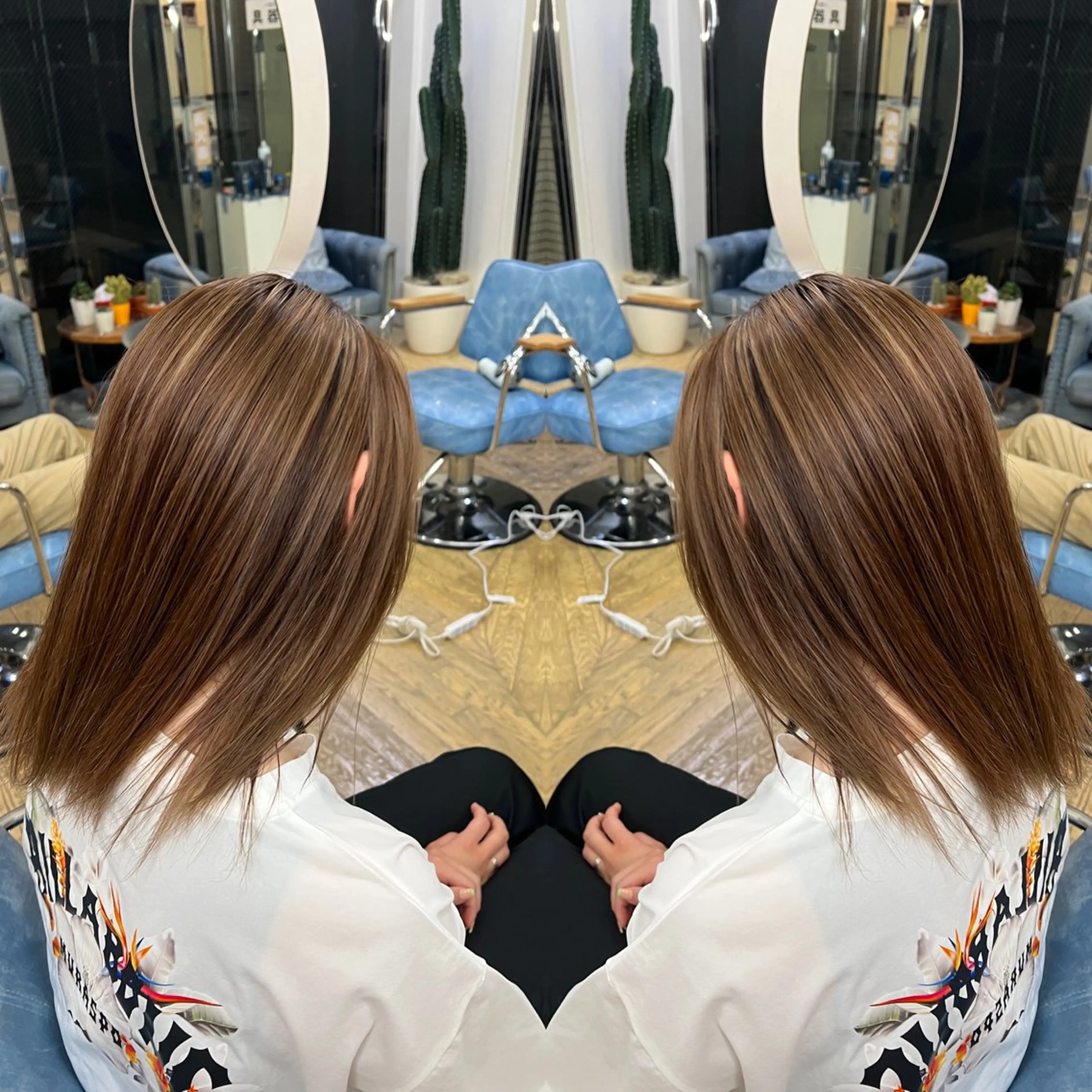 セミロング カラー ハイライト/レイヤー /ハイトーン/AOIのヘアスタイル