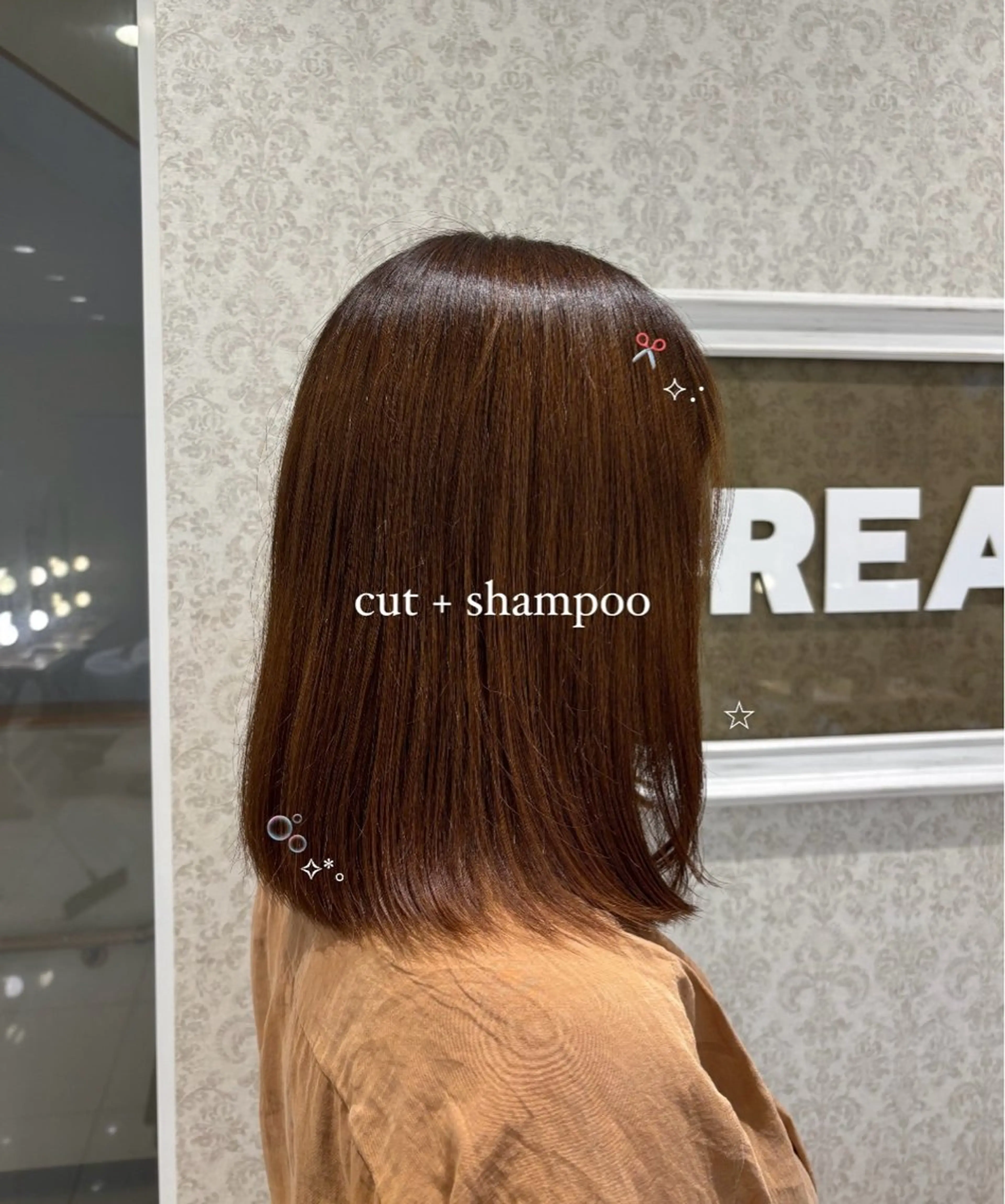 ミディアム ブリーチなしカラー/ 暖色カラー/艶カラーのヘアスタイル