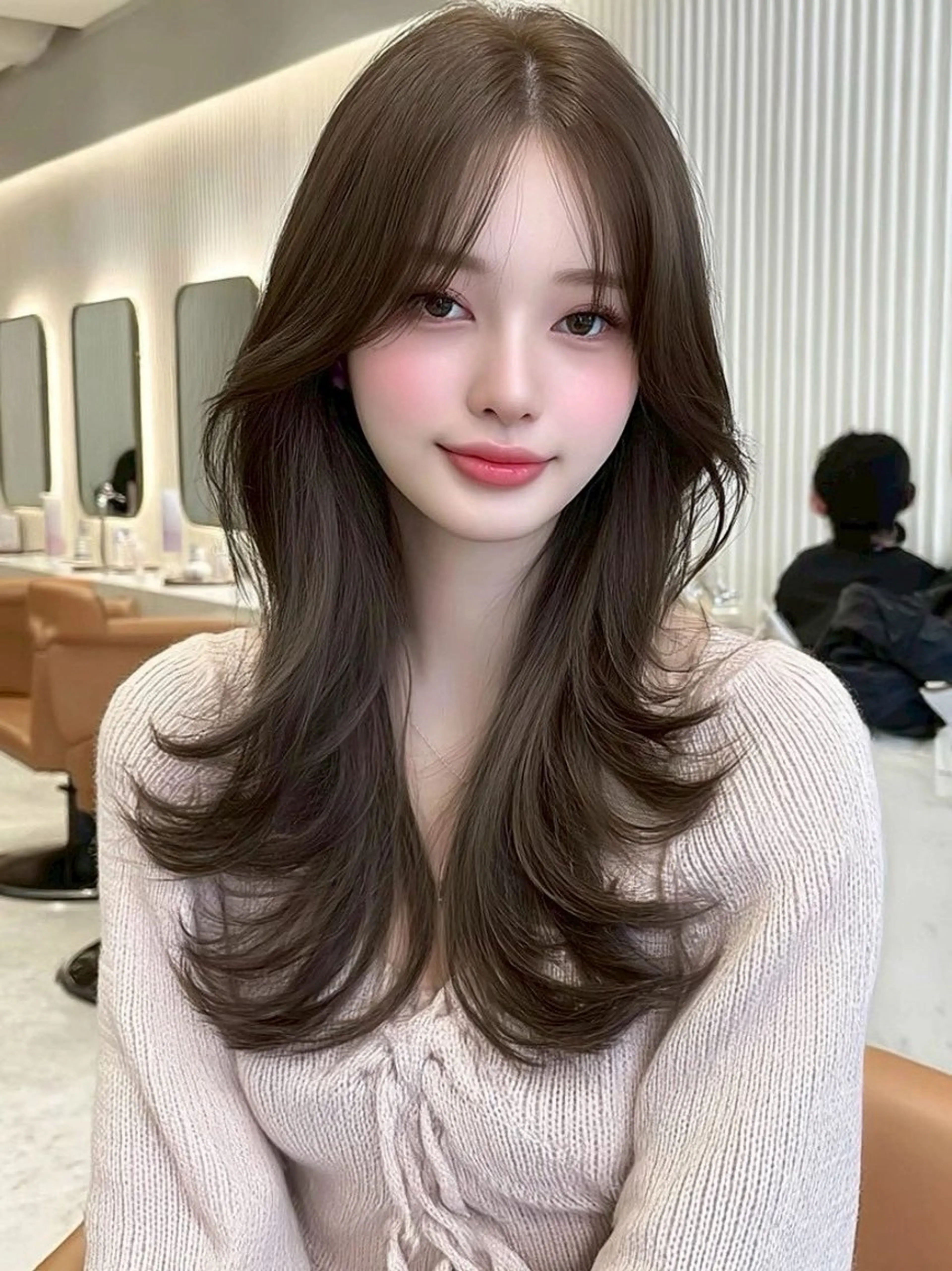 ロング カラー 透明感カラー くびれヘア 顔周りカット ヨシンモリ 韓国風ヘア カット ヘアカラー トリートメント レイヤーカット/ 髪質改善/ソラのヘアスタイル