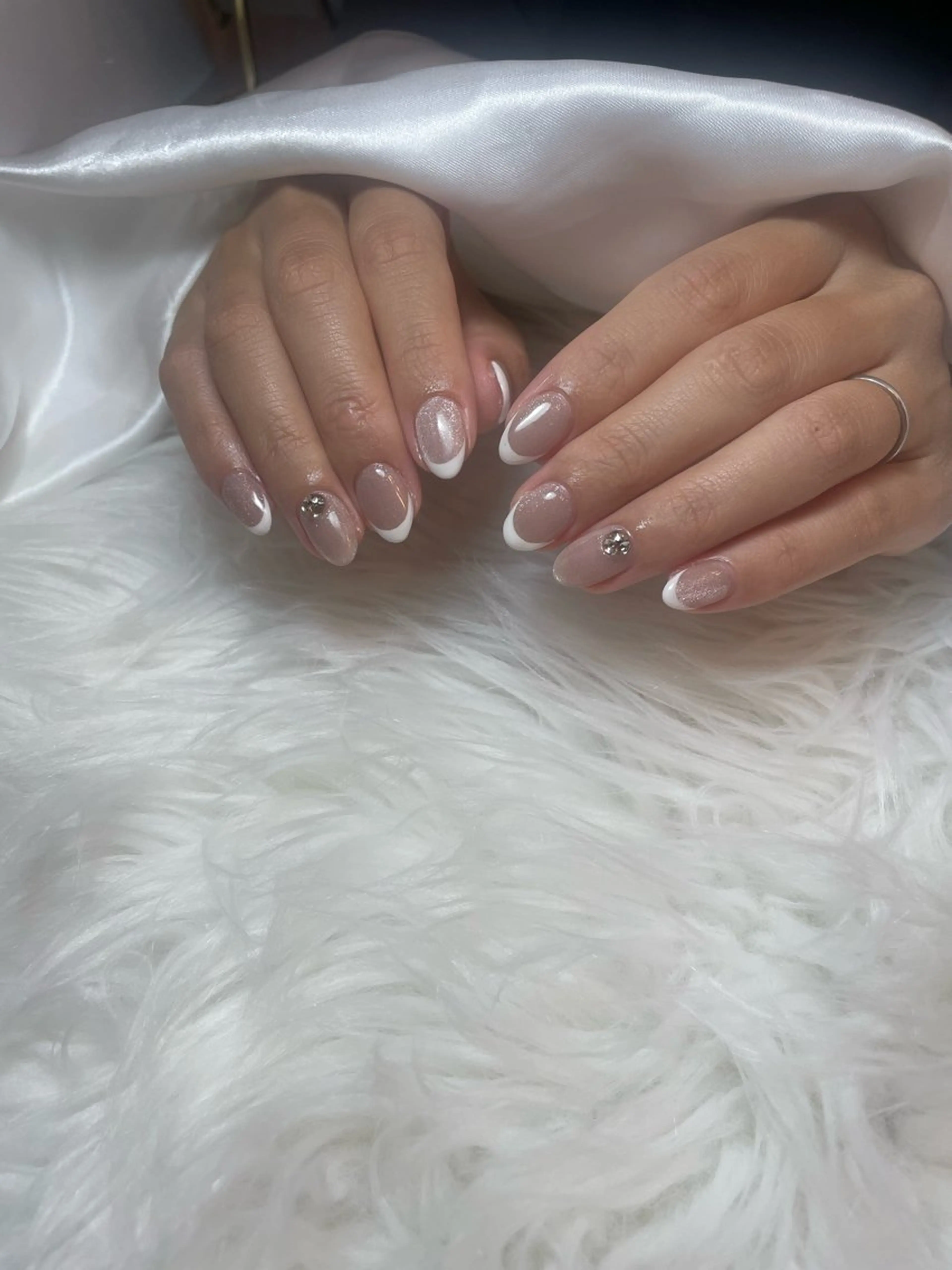 ネイル ブルー フレンチネイル キラキラネイル 韓国ネイル マグネットネイル ハンドネイル timtam --sakiのネイルデザイン