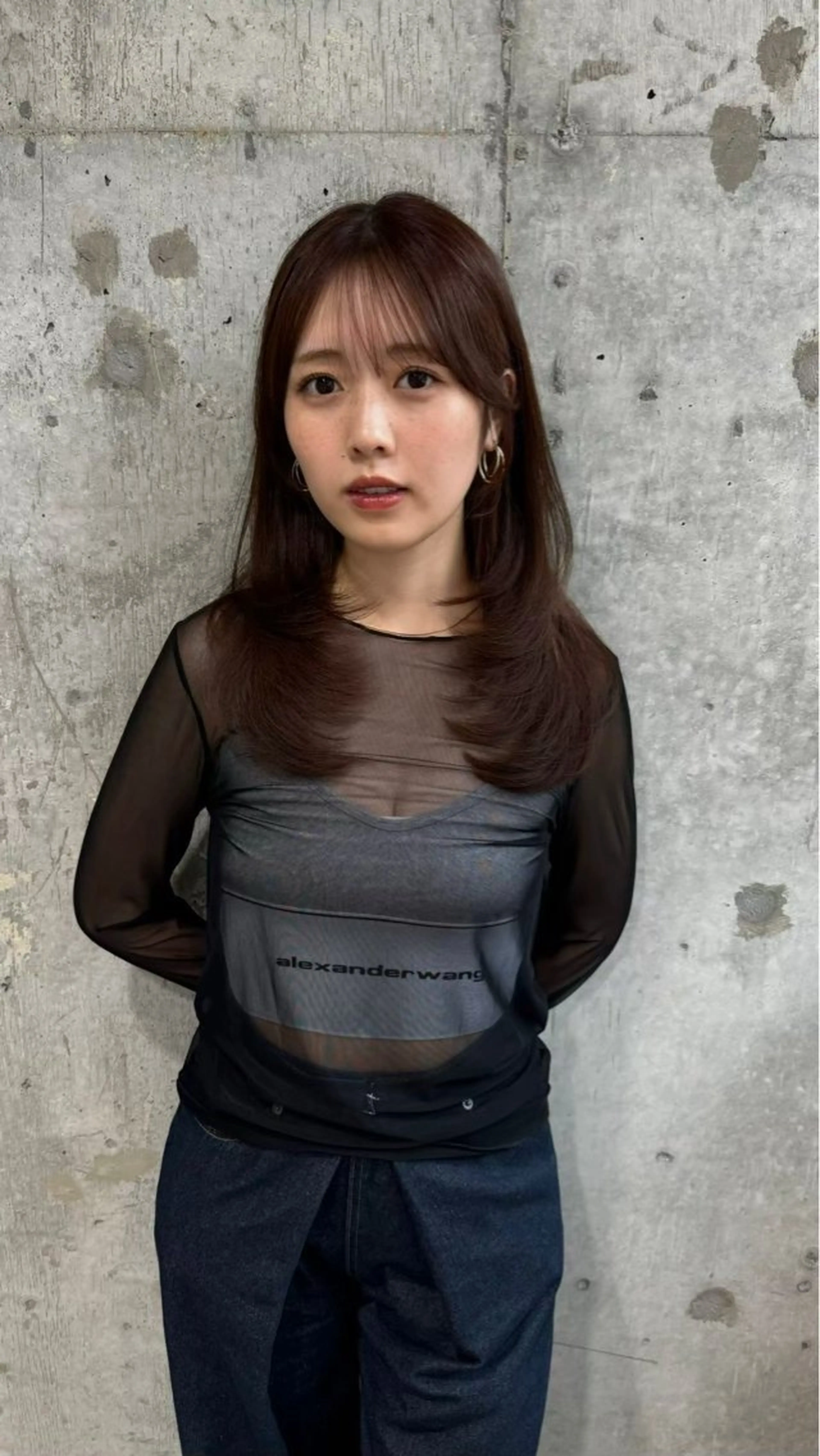 ミディアム カラー ブラウンカラー チョコレートブラウン 透明感カラー グレージュ くびれヘア 🫧韓国ミディアム カット🫧/ナナミのヘアスタイル