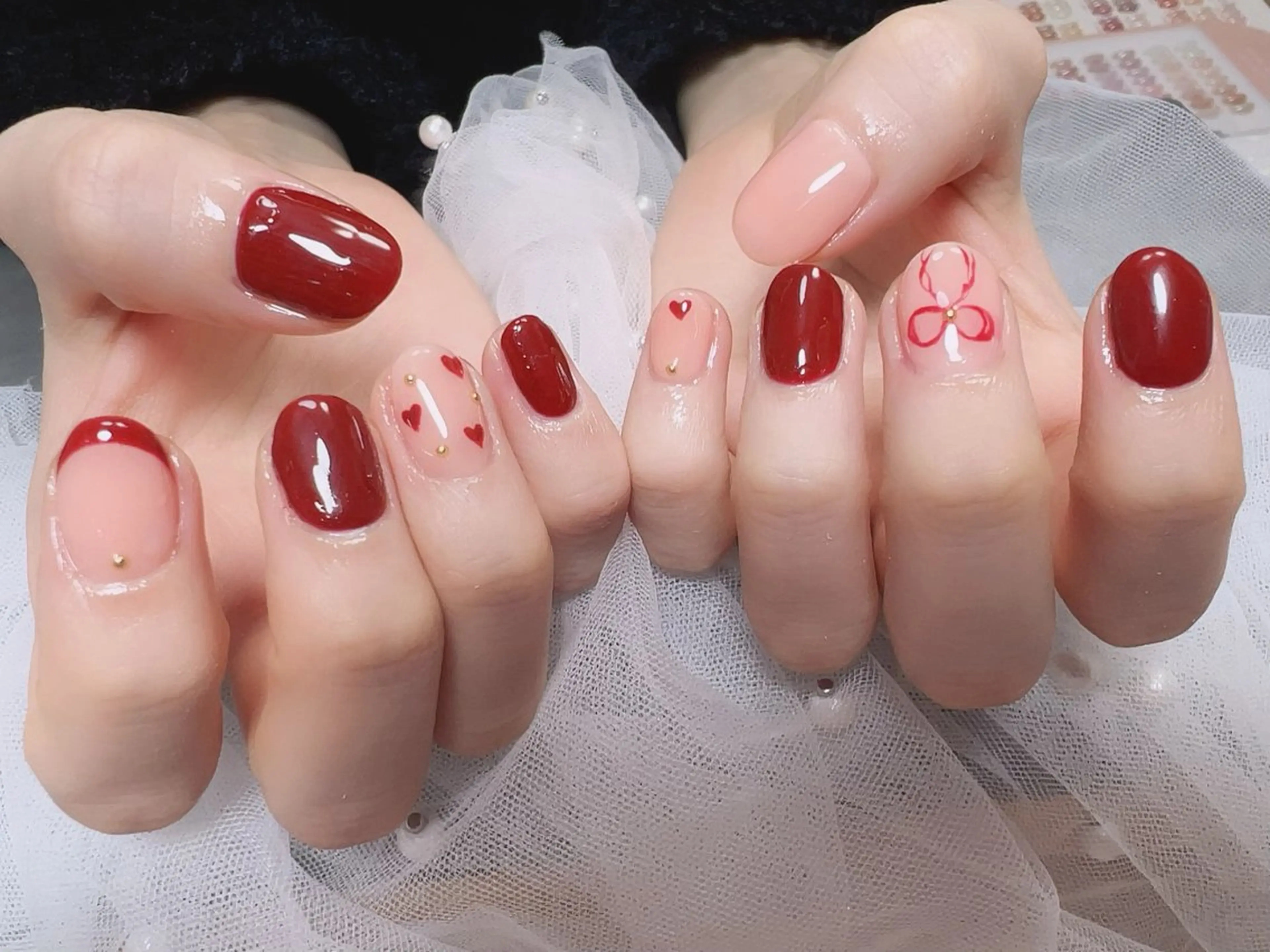 ネイル アートネイル リボン ハンドネイル Nail NaNaのネイルデザイン