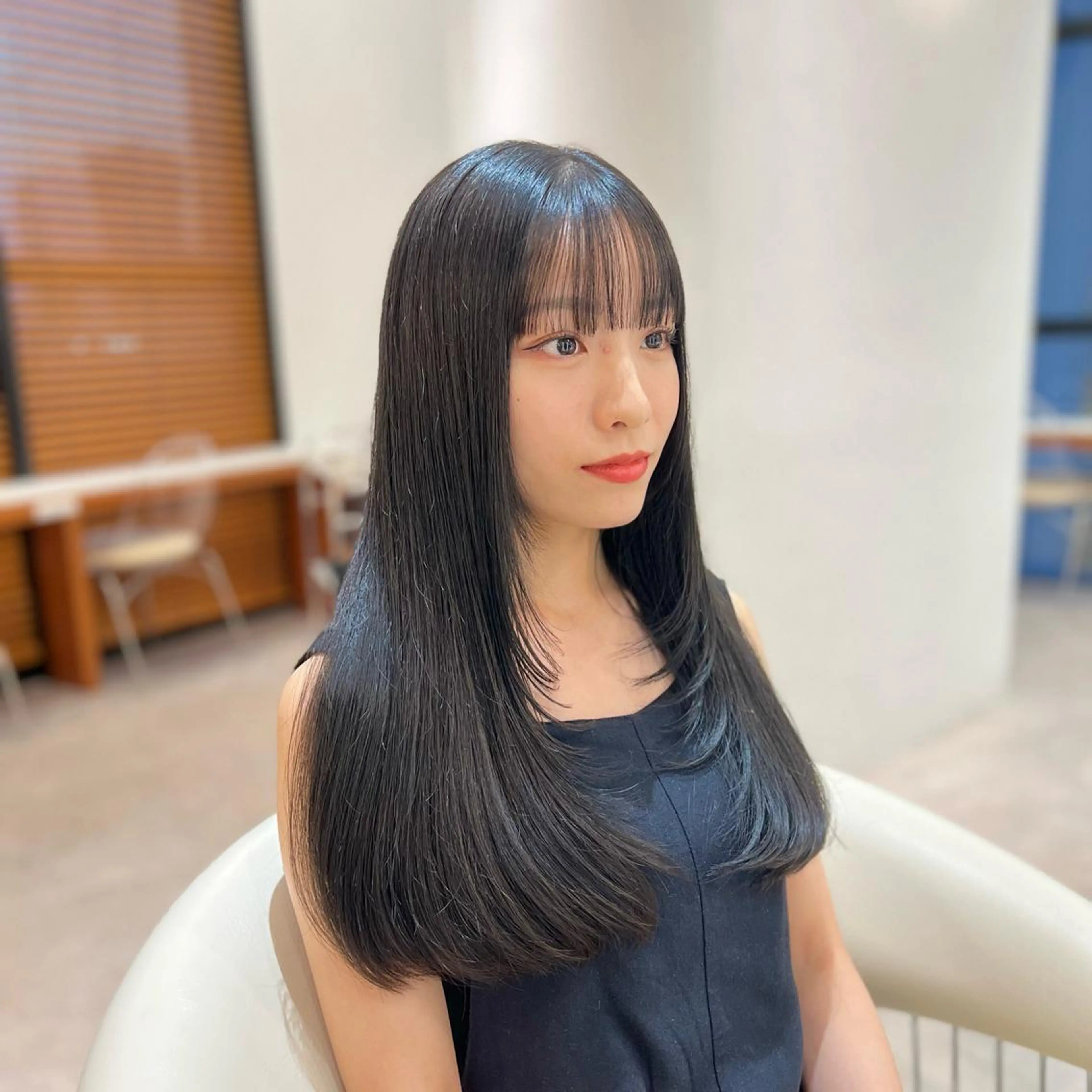 ロング カラー ブルーカラー 韓国風ヘア レイヤーカット 韓国レイヤー🇰🇷 韓国研修◎渋谷カイトのヘアスタイル