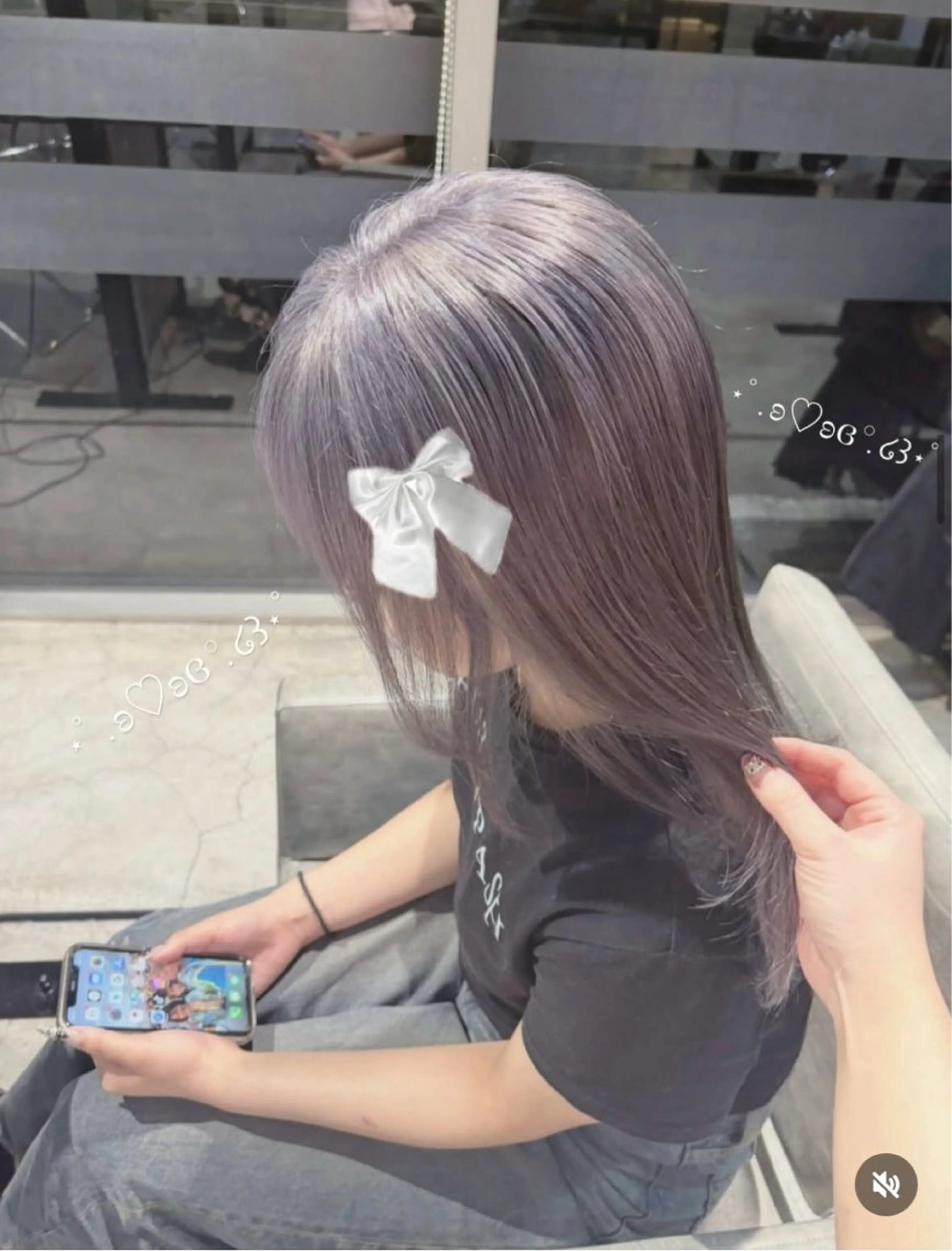 ミディアム カット ヘアカラー yui/ラベンダー/ ピンク/ワインレッドのヘアスタイル