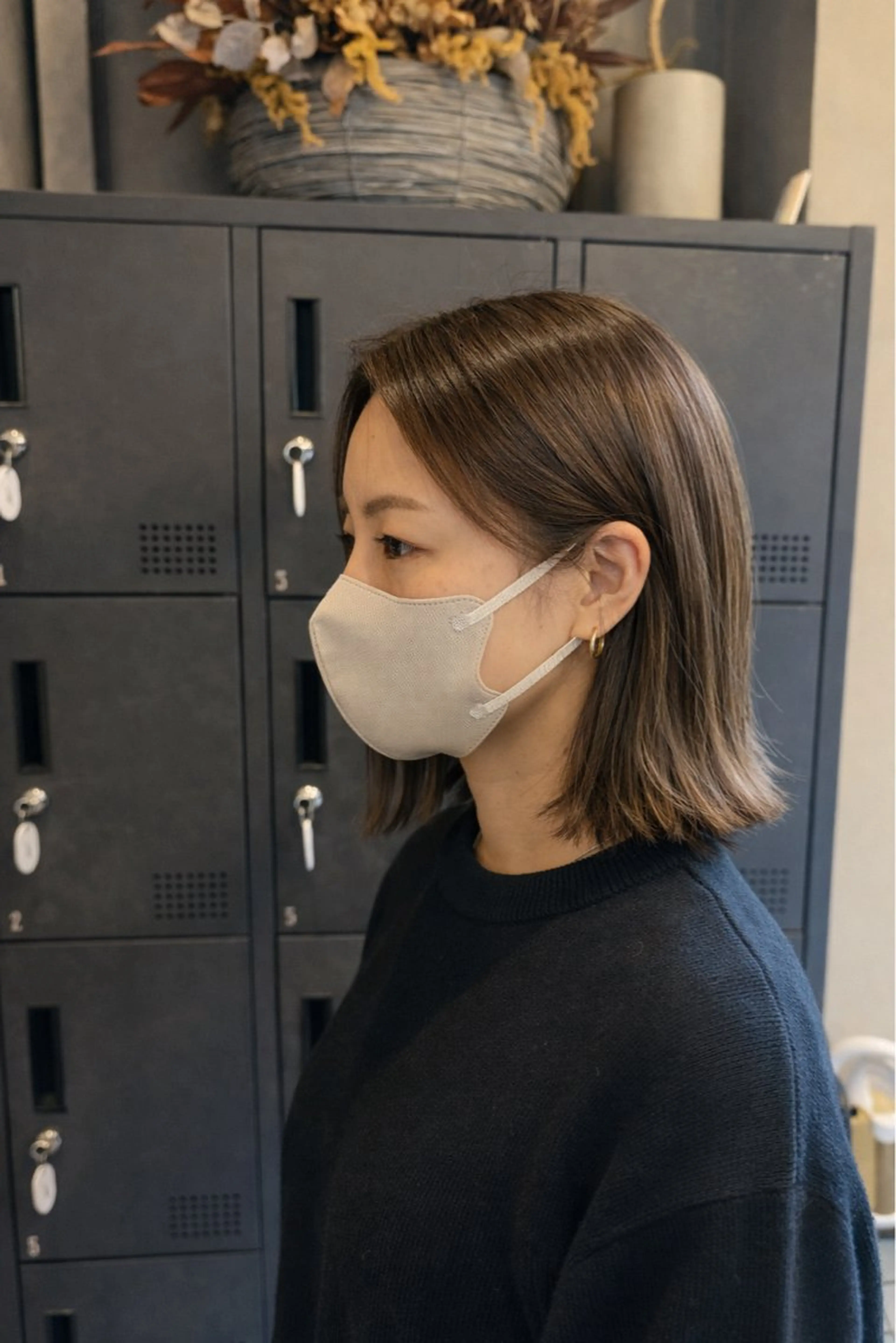 ミディアム カラー ボブ 韓国風ヘア 中津No.1髪質改善 店長✨透ける暗髪のヘアスタイル