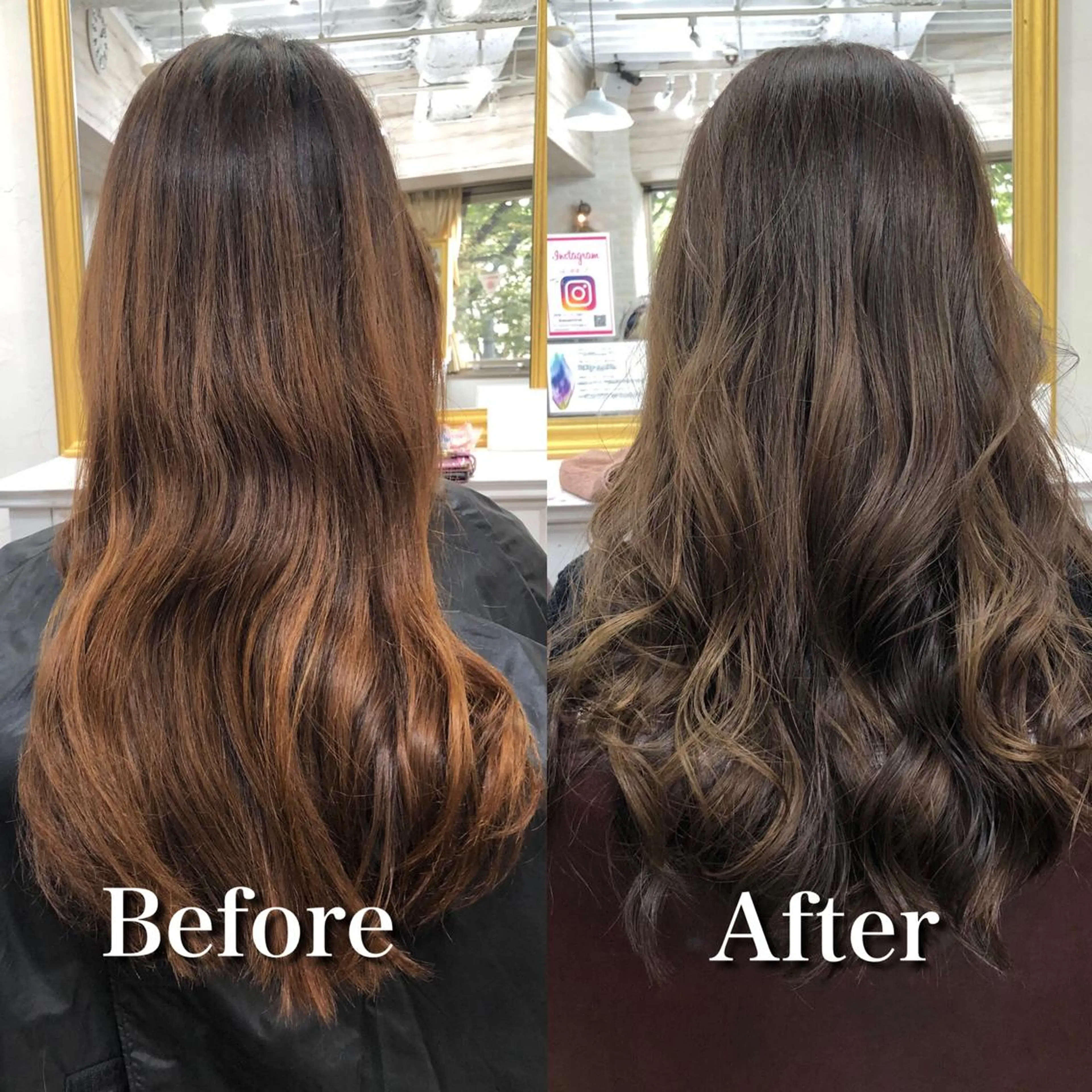 セミロング カラー アディクシーカラー オレンジ Soleria 田中慎一のヘアスタイル