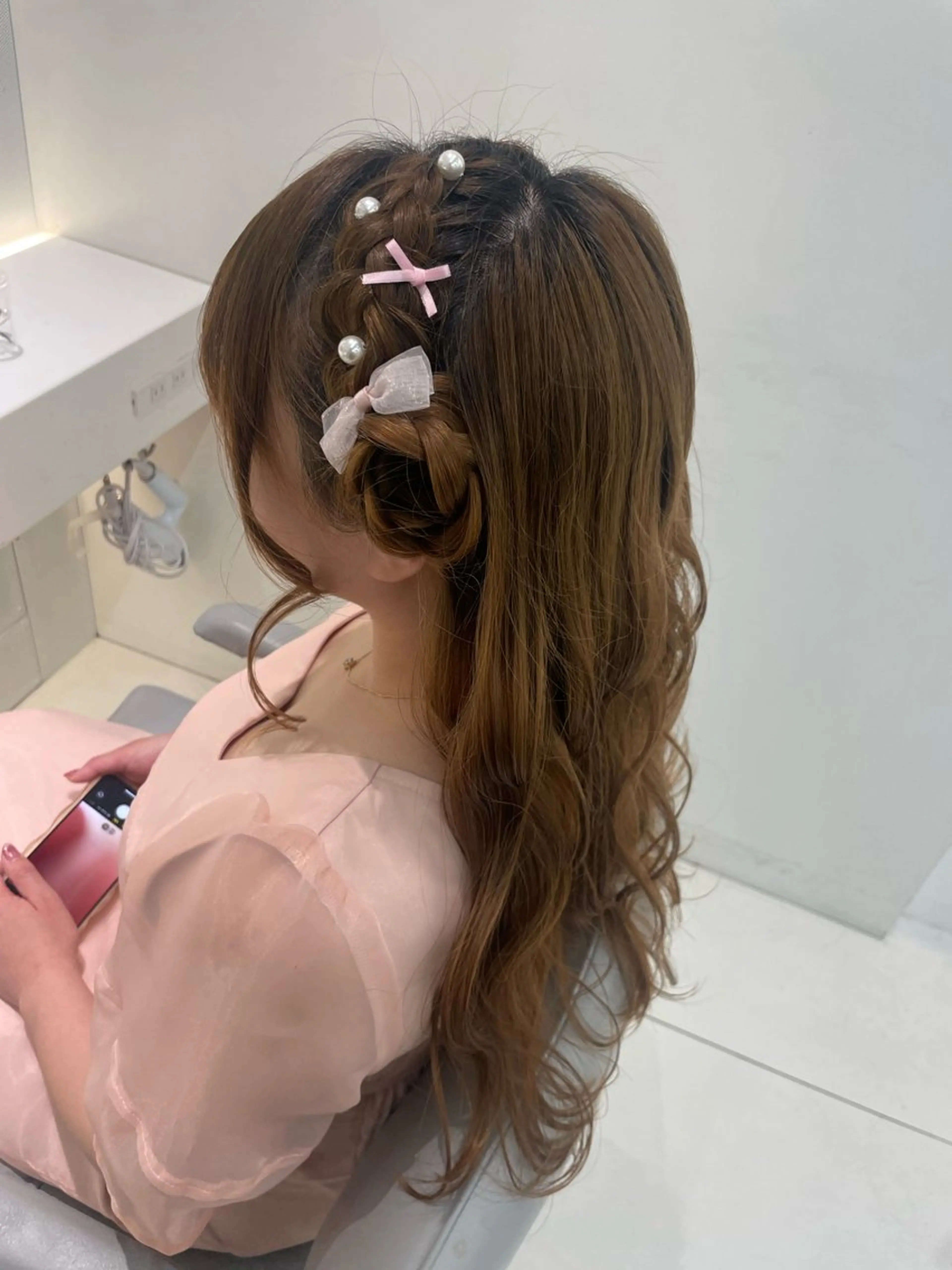 ロング ヘアアレンジ 結婚式・ブライダル ヘアセット ヘアセット🎀耳つぼ 👂💎MONAMIのヘアスタイル