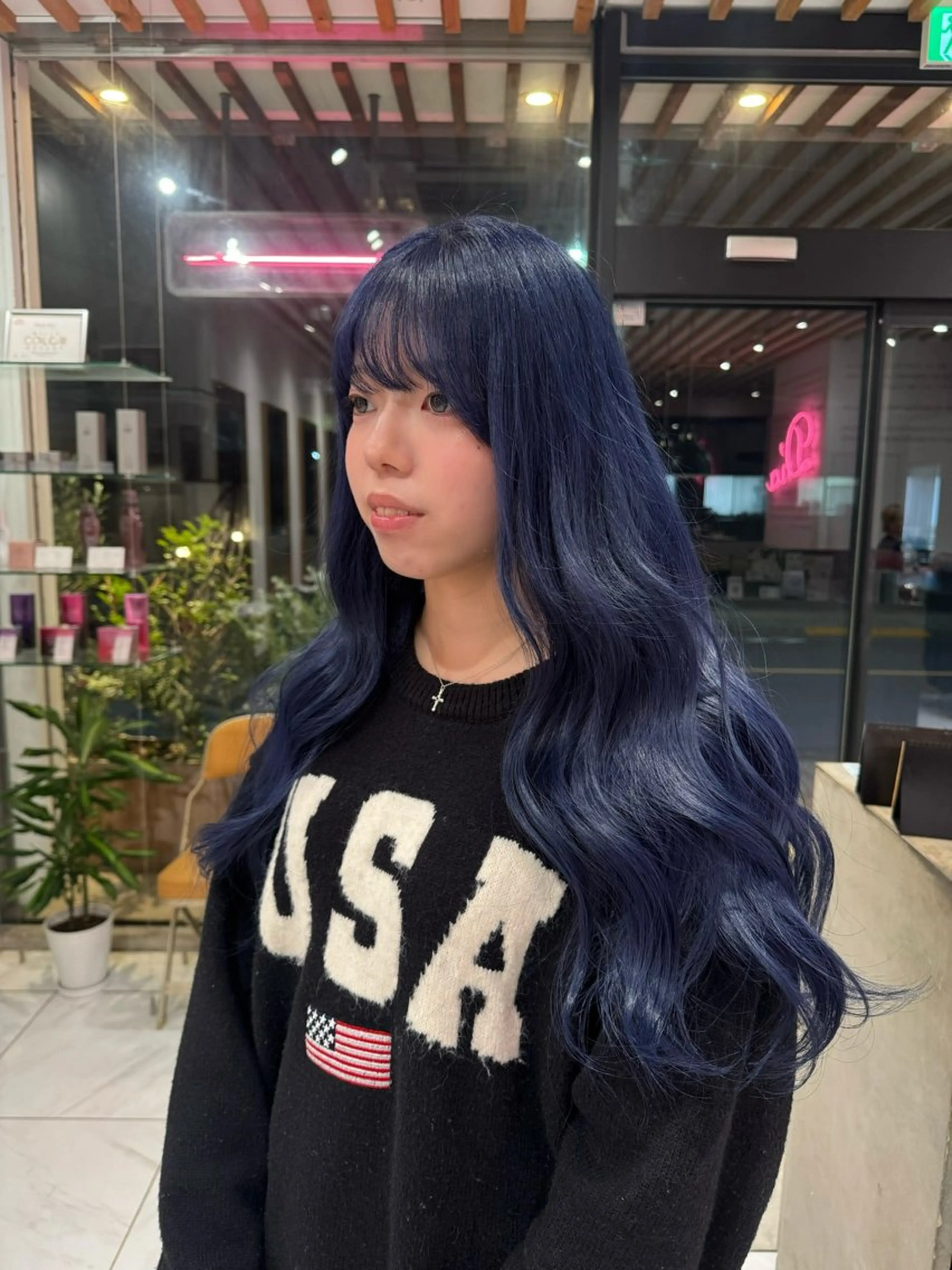 ロング カラー ブルーカラー ネイビーカラー カット ヘアカラー ｱｵﾇﾏﾐﾕ☁️ /ボブ/ハイトーン/のヘアスタイル