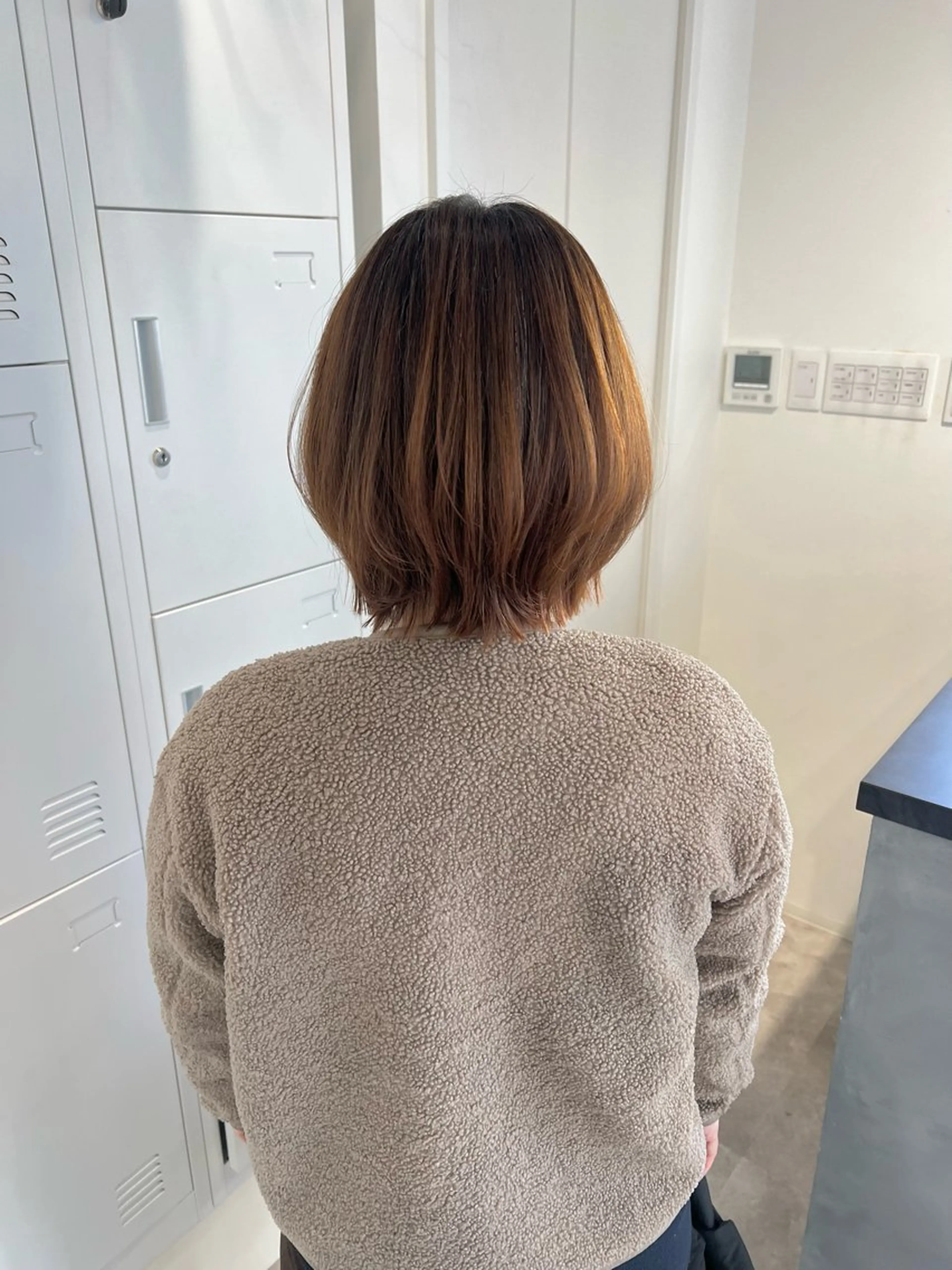 ミディアム ボブレイヤー ボブ レイヤーカット カット トリートメント 黒阪 なみのヘアスタイル