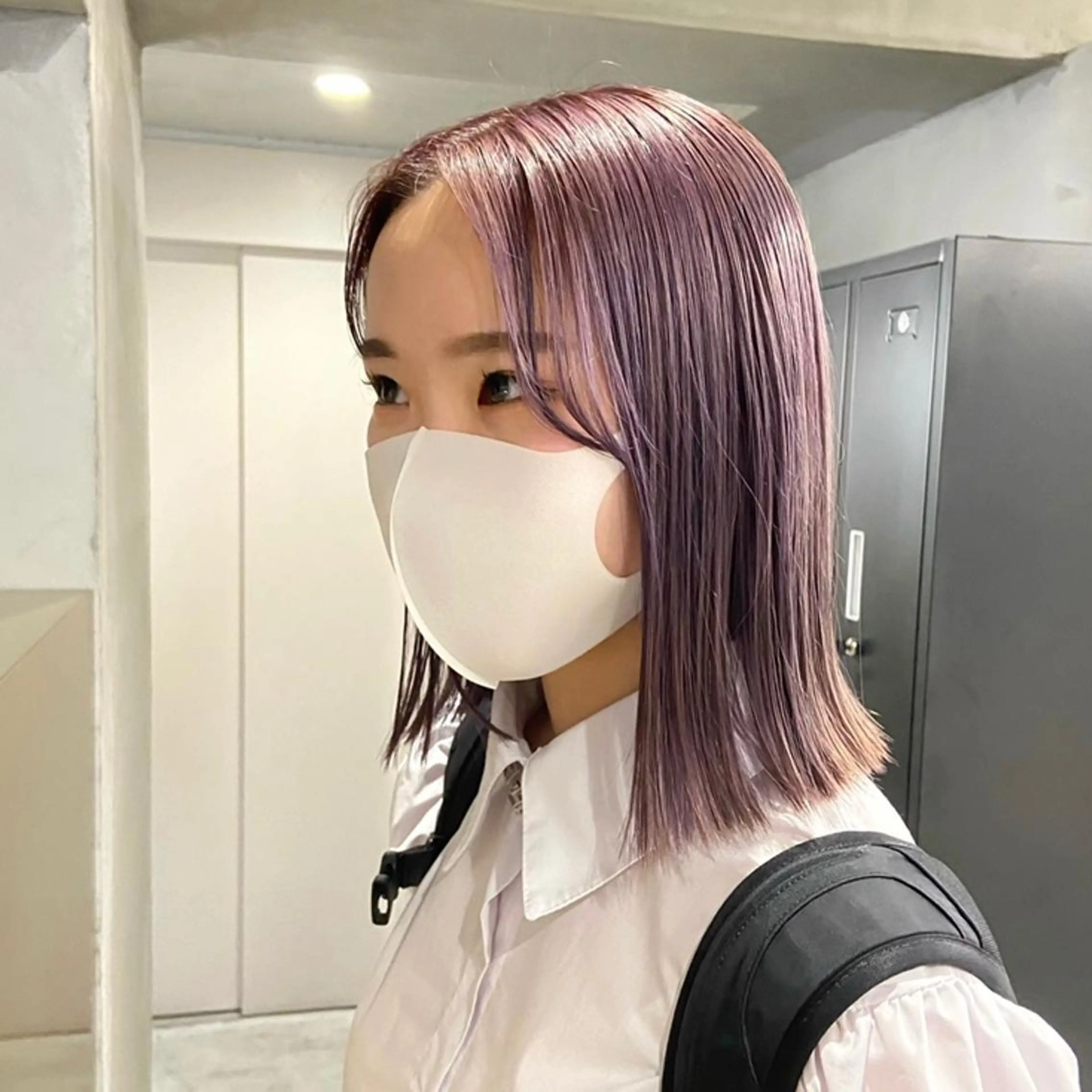 セミロング カラー ベージュカラー ラベンダーカラー ミルクティーベージュ ヘアカラー yuna/ボブカット /ハイトーンカラーのヘアスタイル