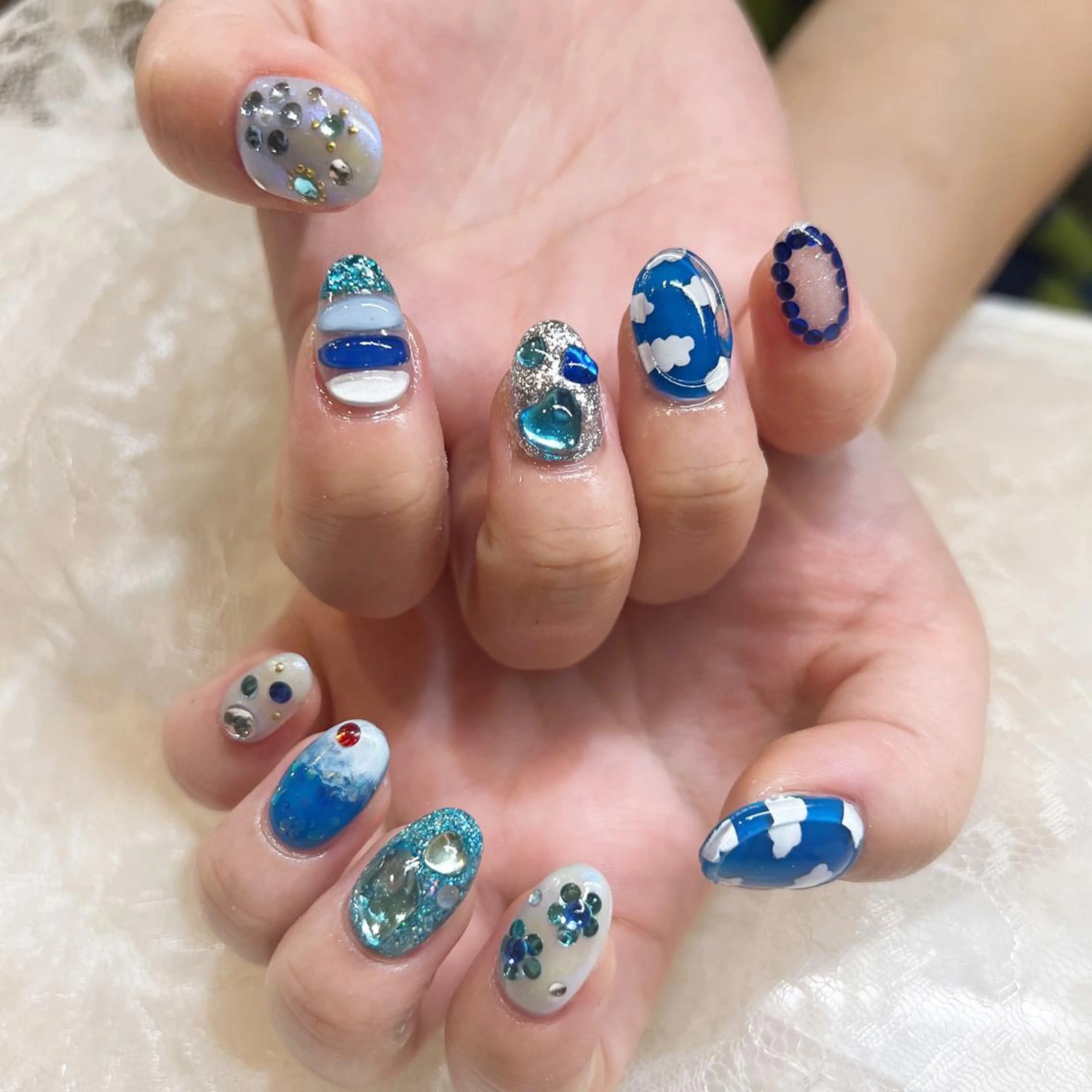 ネイル ブルー nailist yuiのネイルデザイン