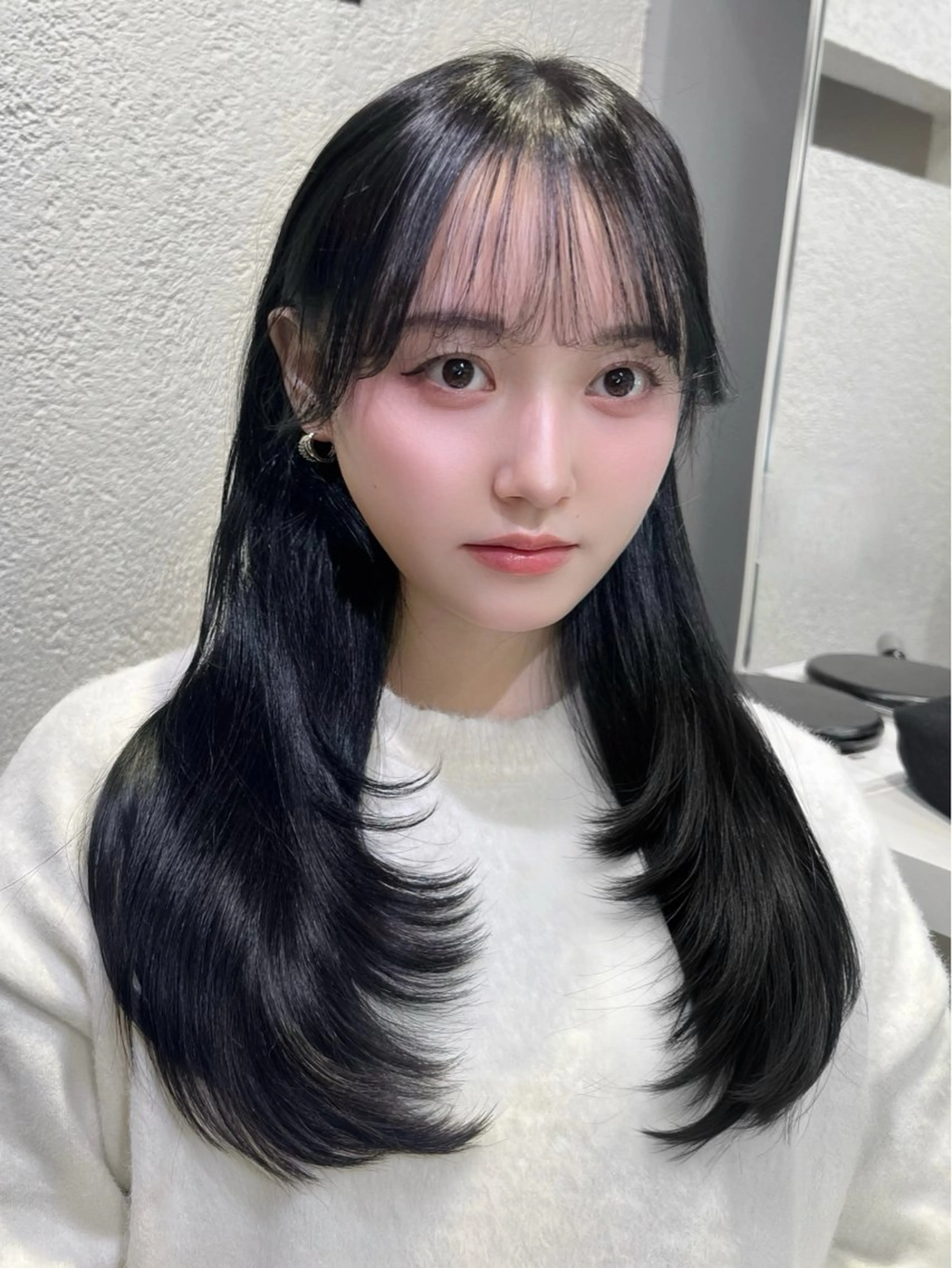 ロング カラー 黒髪 レイヤーカット ローレイヤー 縮毛矯正/艶カラー /新宿/SHOKIのヘアスタイル