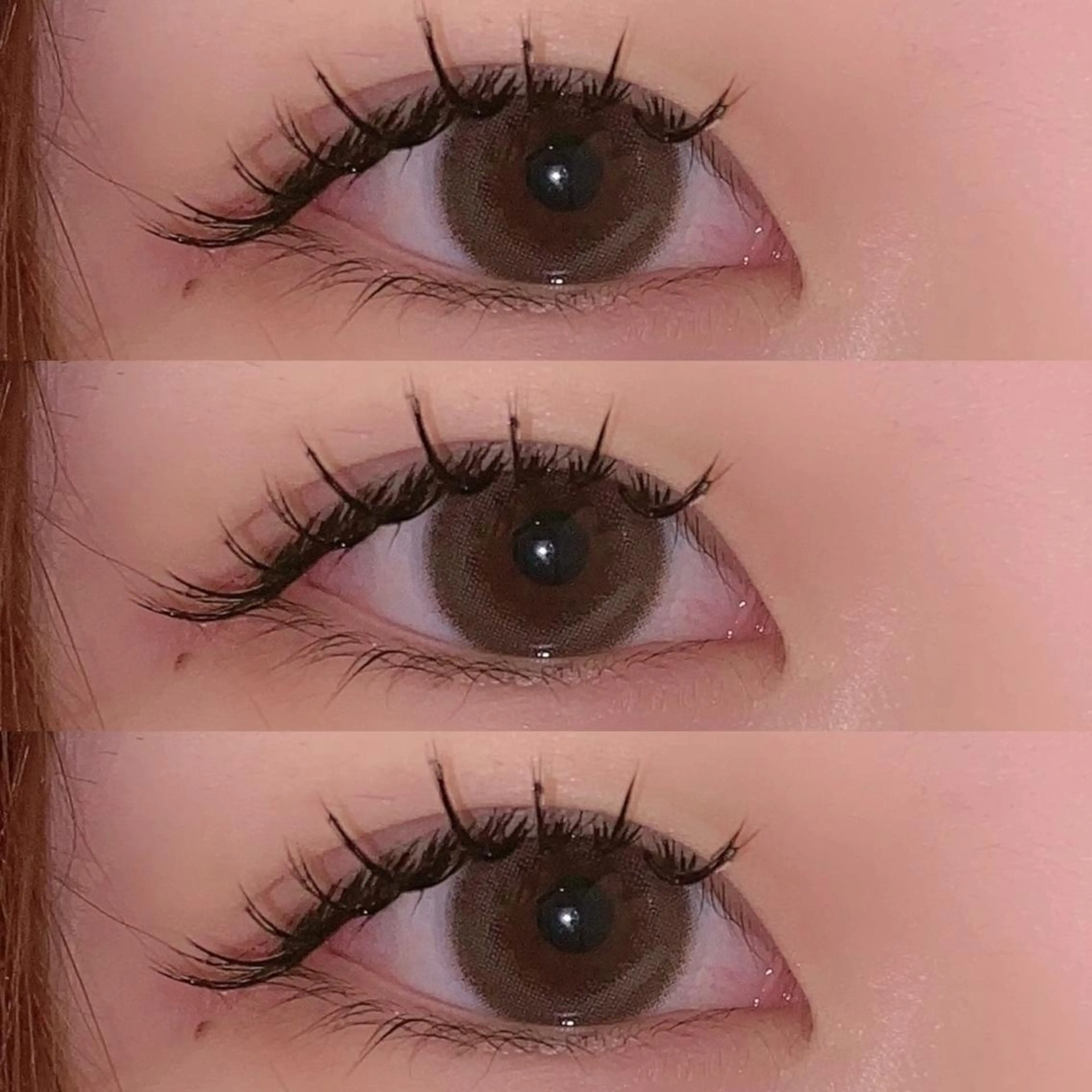 マツエク・マツパ 束感まつ毛 フラットラッシュ 韓国風マツエク パリジェンヌラッシュリフト ボリュームラッシュ 肌に馴染むハイトーン /ミルクティーカラーのヘアスタイル