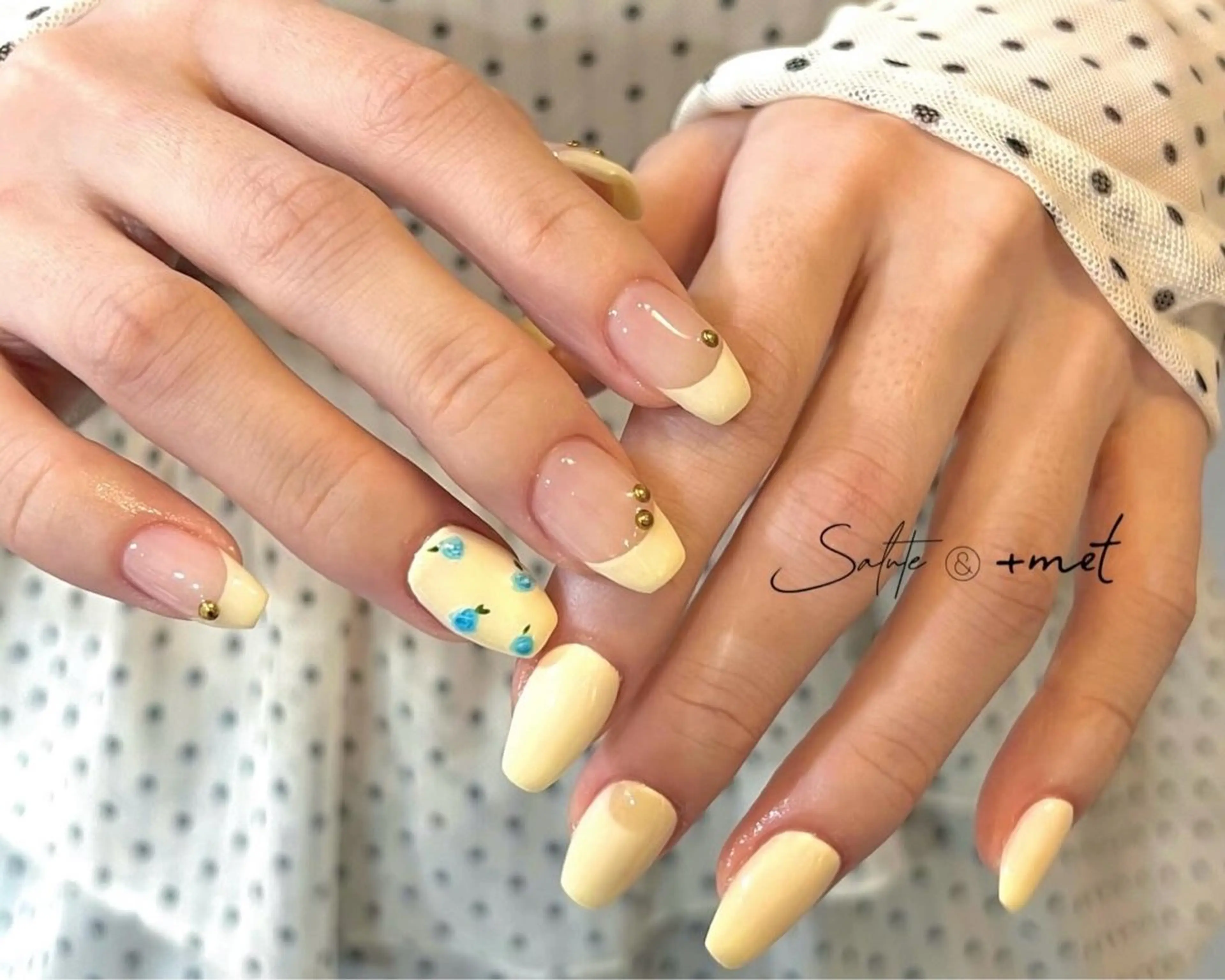 ネイル アートネイル フレンチネイル ゴールド パステルネイル 春ネイル ハンドネイル 小島 志音のネイルデザイン