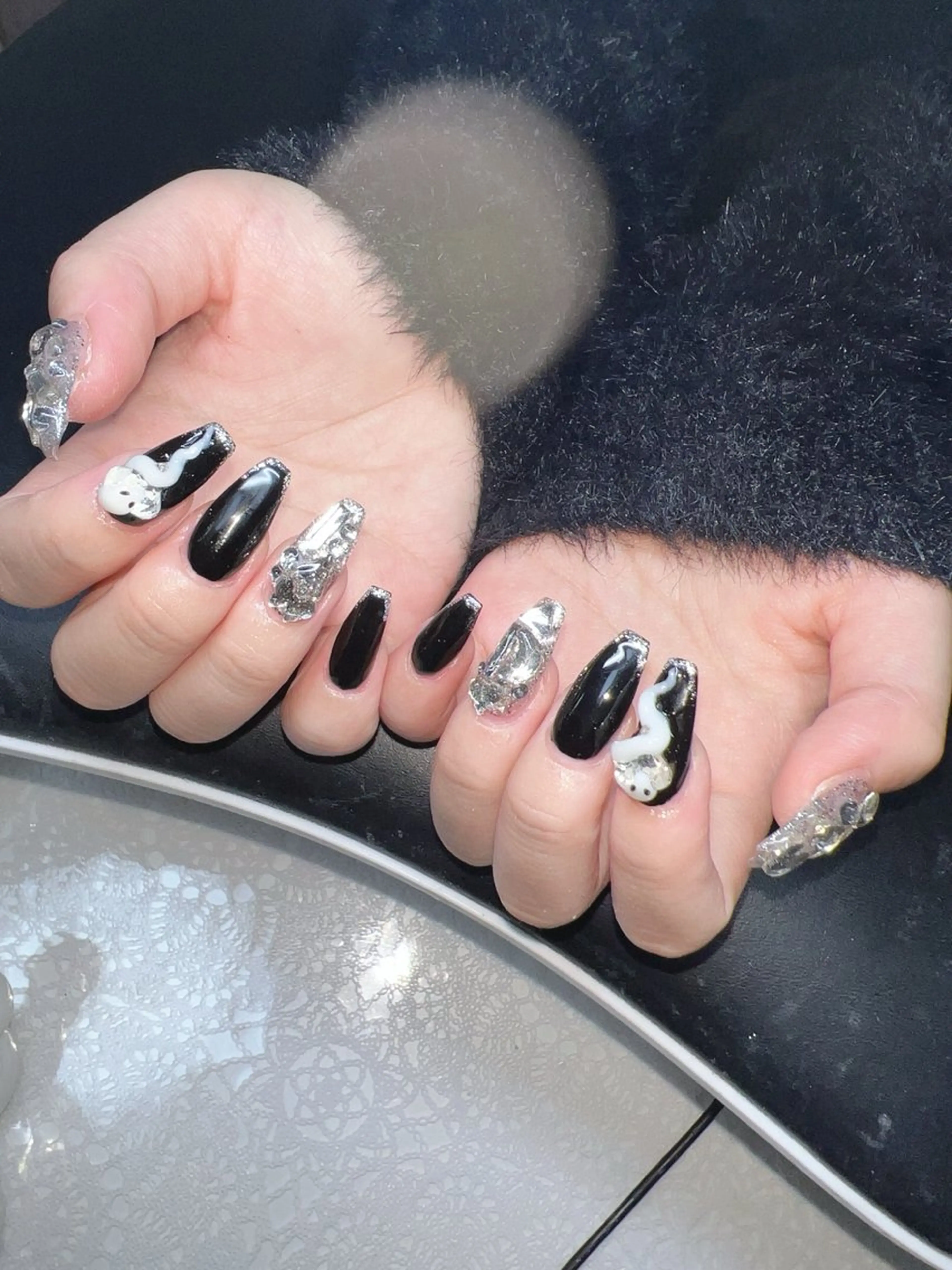 ネイル オーロラネイル チークネイル 長さ出し フットネイル フレンチネイル ハンドネイル Lee Nailsのネイルデザイン