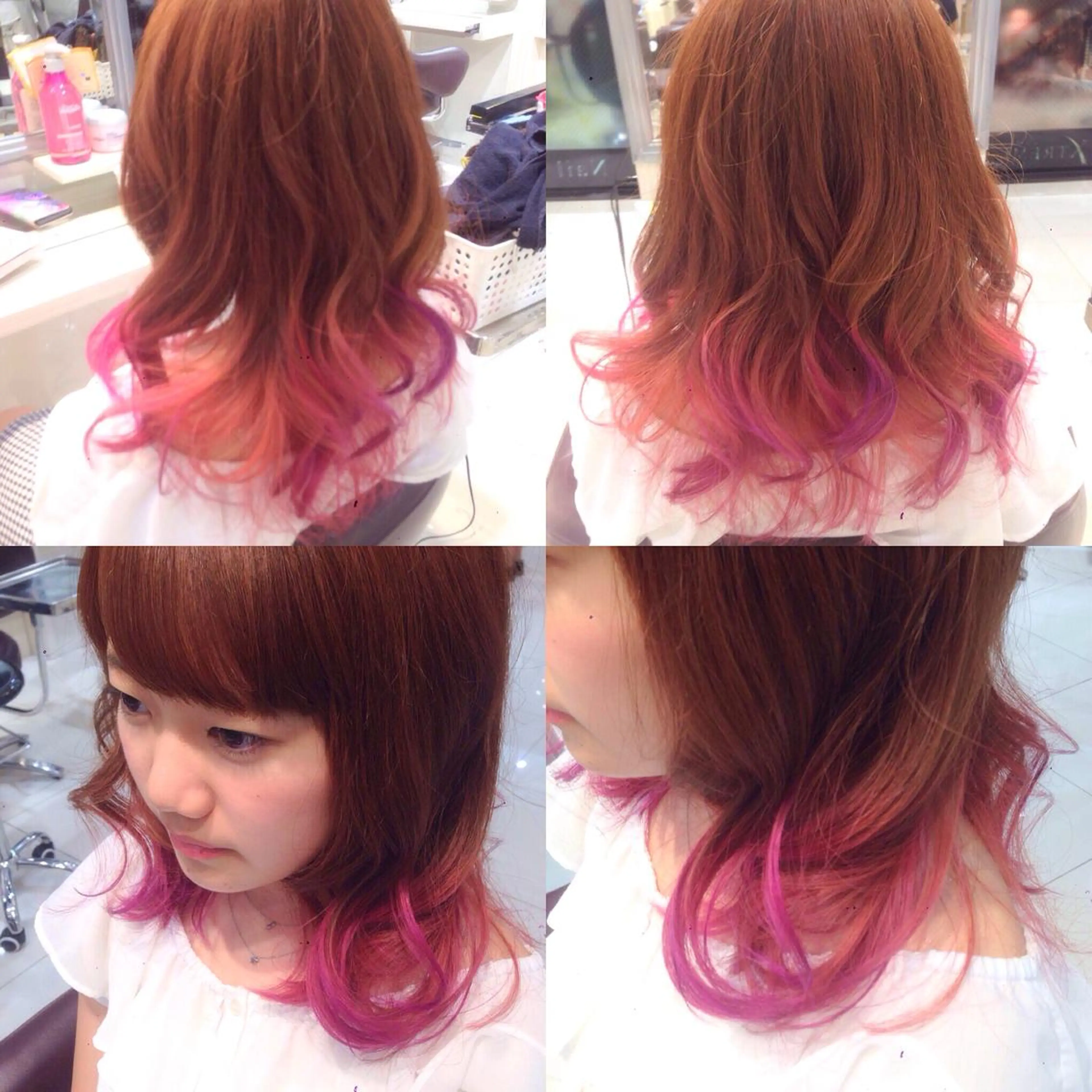 セミロング カラー グラデーションカラー ピンクカラー ✨艶髪✨透明感✨ 山内大樹のヘアスタイル