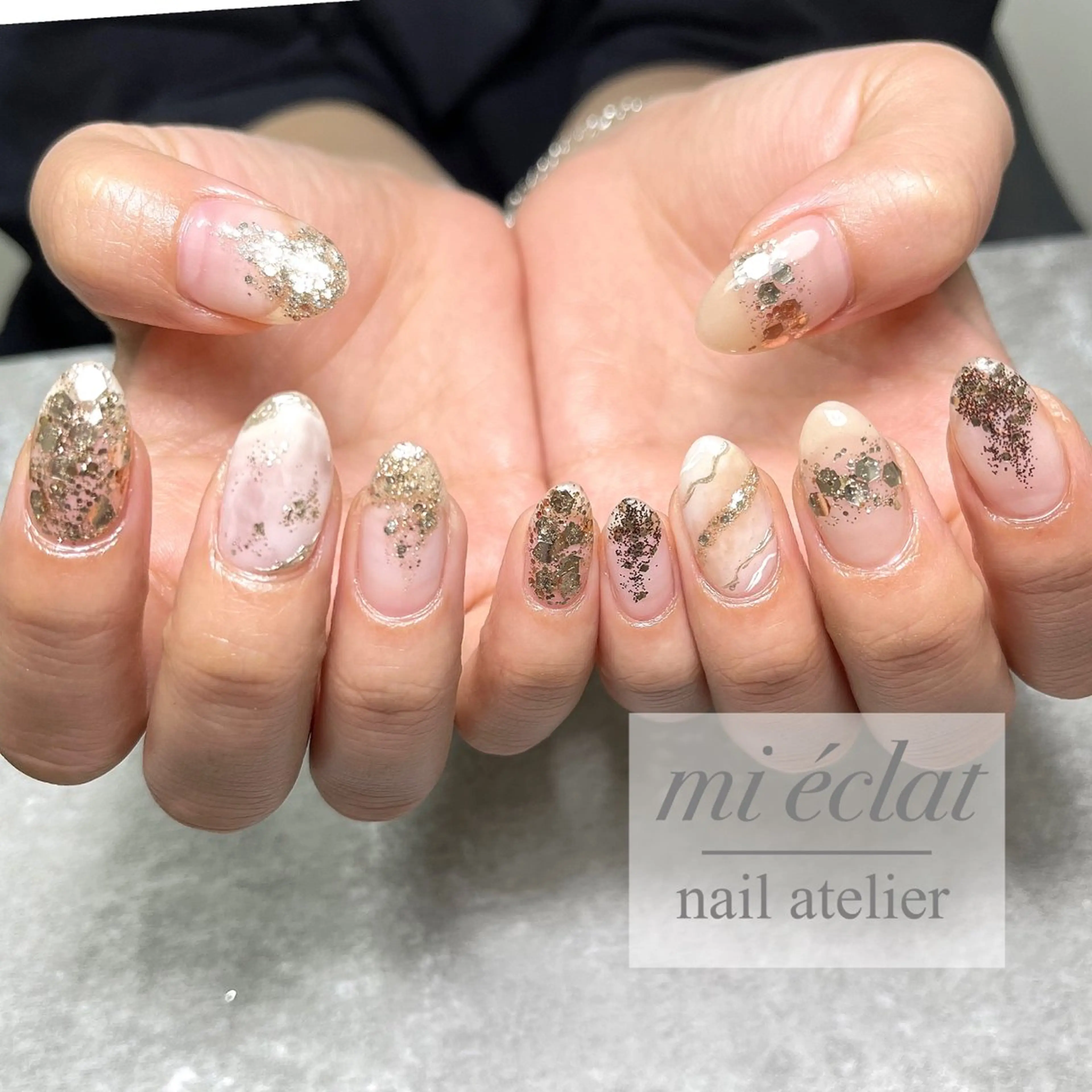 ネイル アートネイル ブラウン チークネイル フットネイル ジェルネイル mi éclat ミ　エクラのネイルデザイン