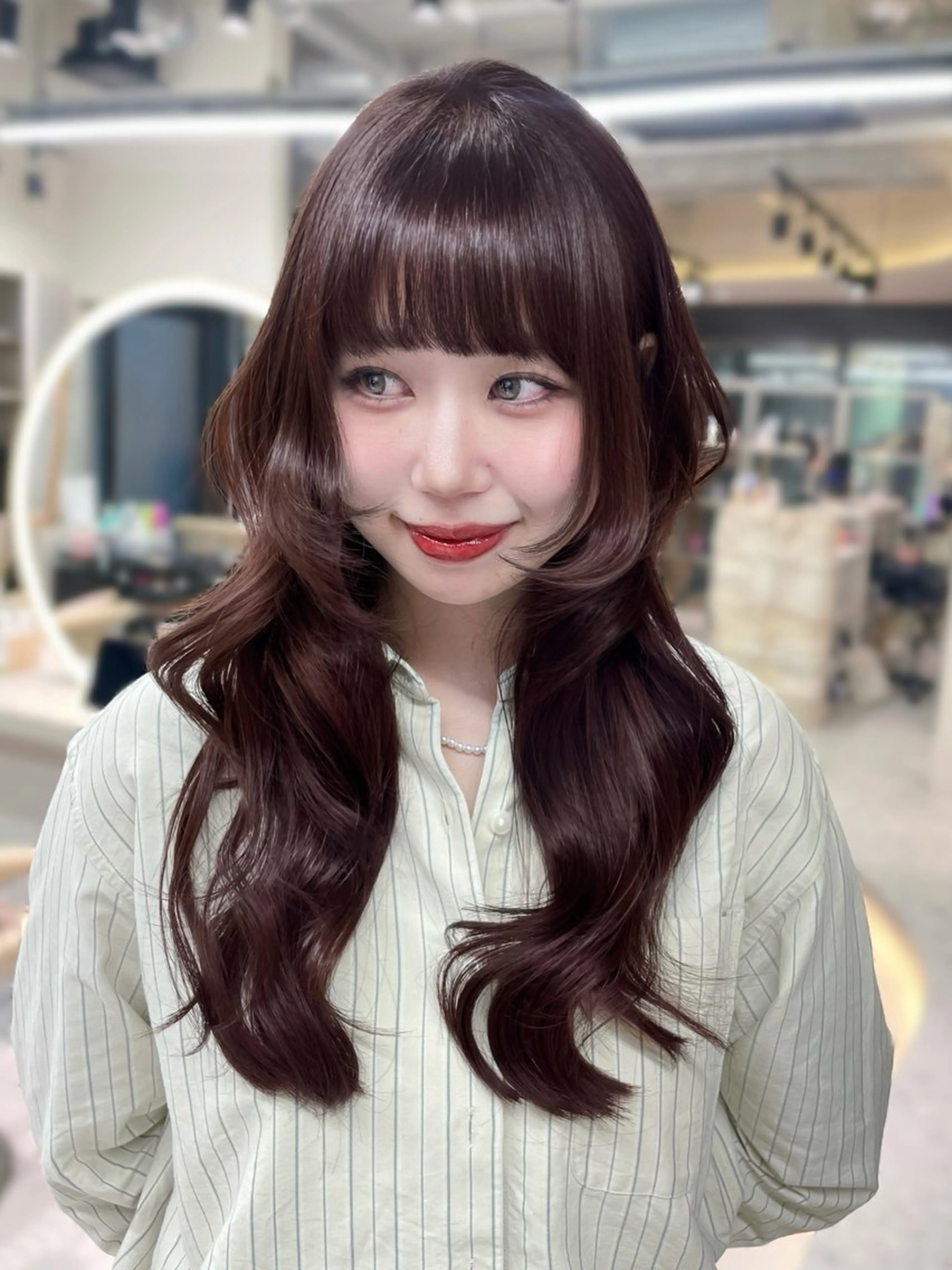 セミロング カット ヘアカラー MOE 福岡韓国ヘア✧︎のヘアスタイル