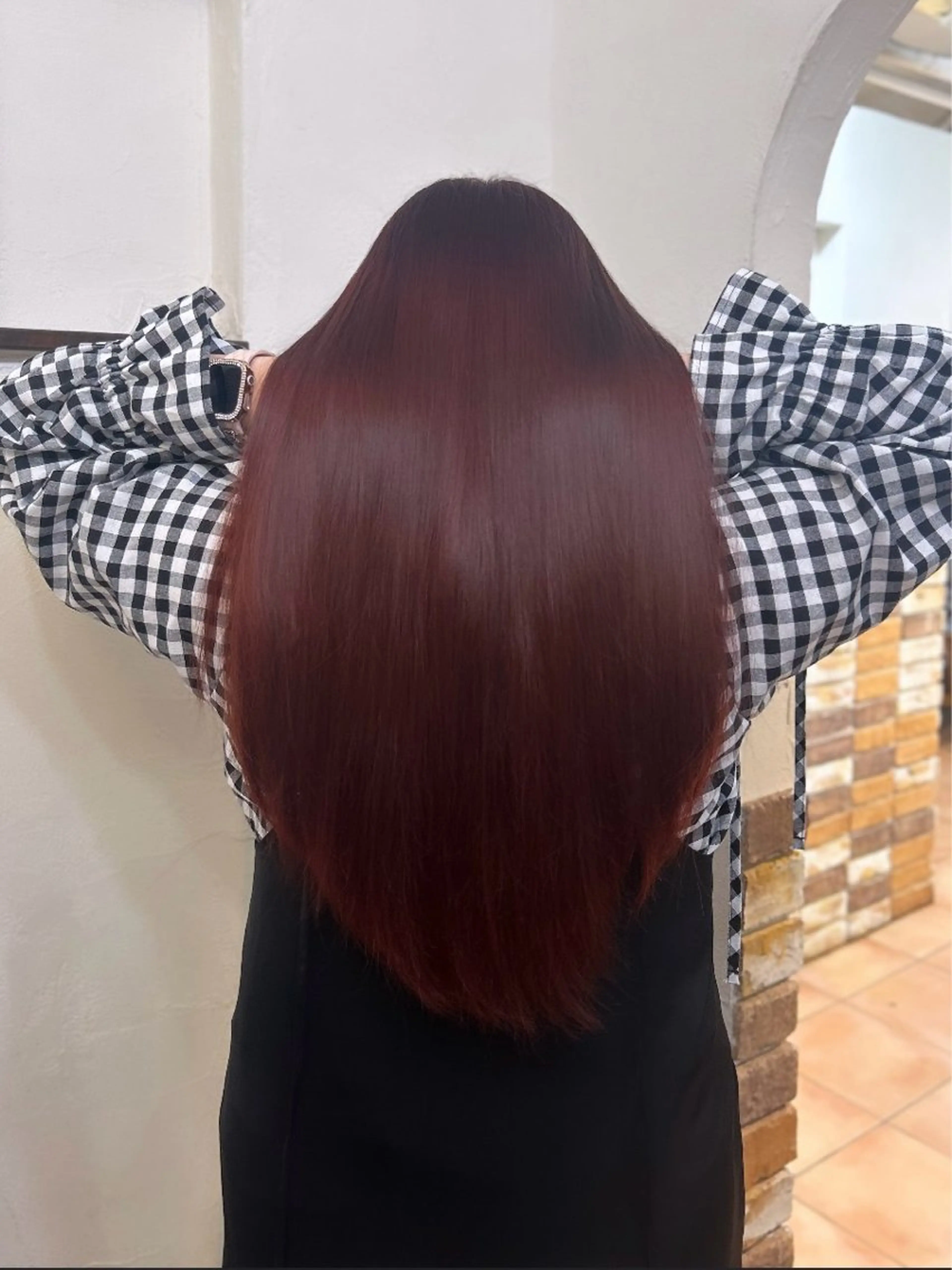 カラー ブリーチ カシス ブリーチなしカラー ピンクカラー ヘアカラー トリートメント たきぐち さくらのヘアスタイル