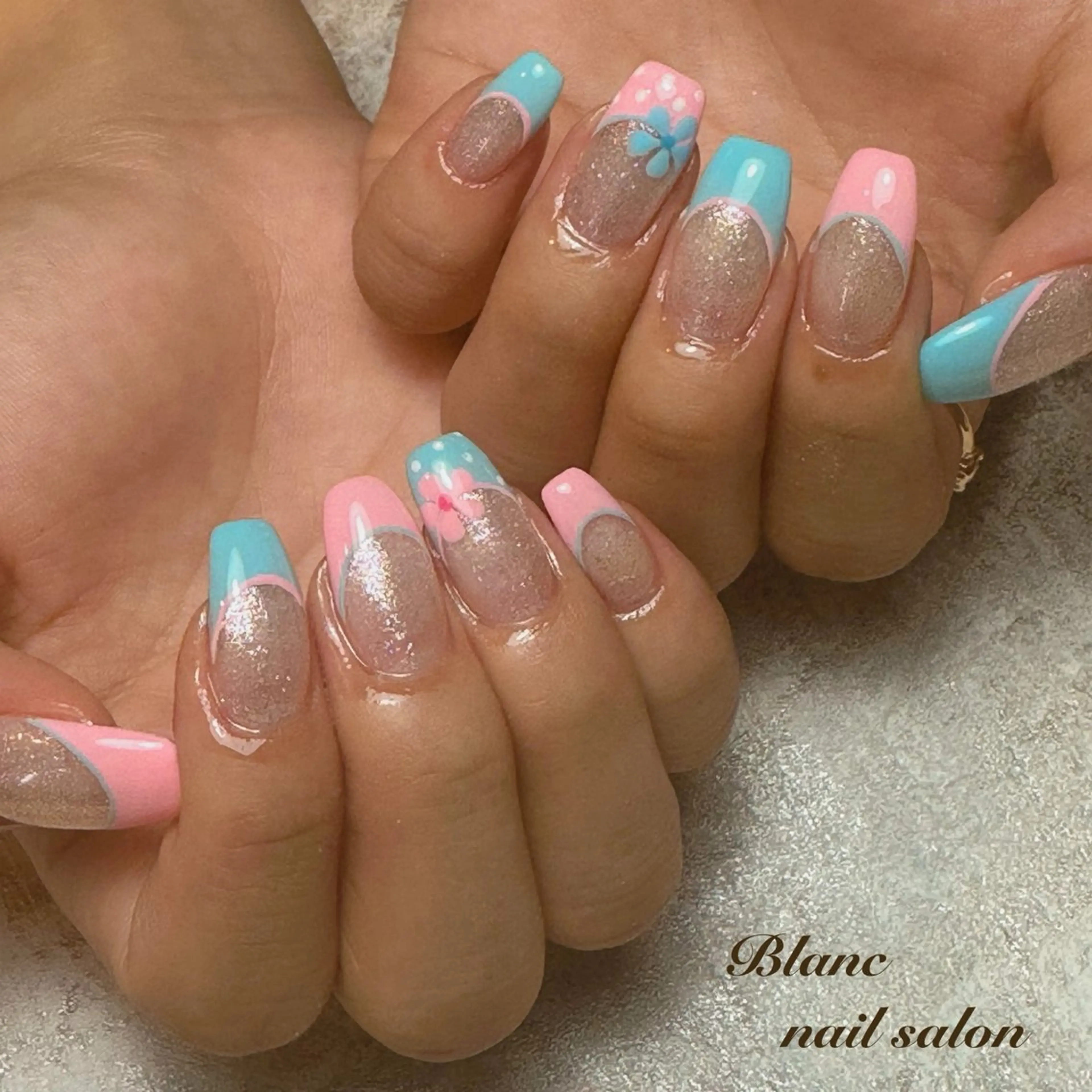 ネイル フラワーネイル フレンチネイル Blanc ブランのネイルデザイン