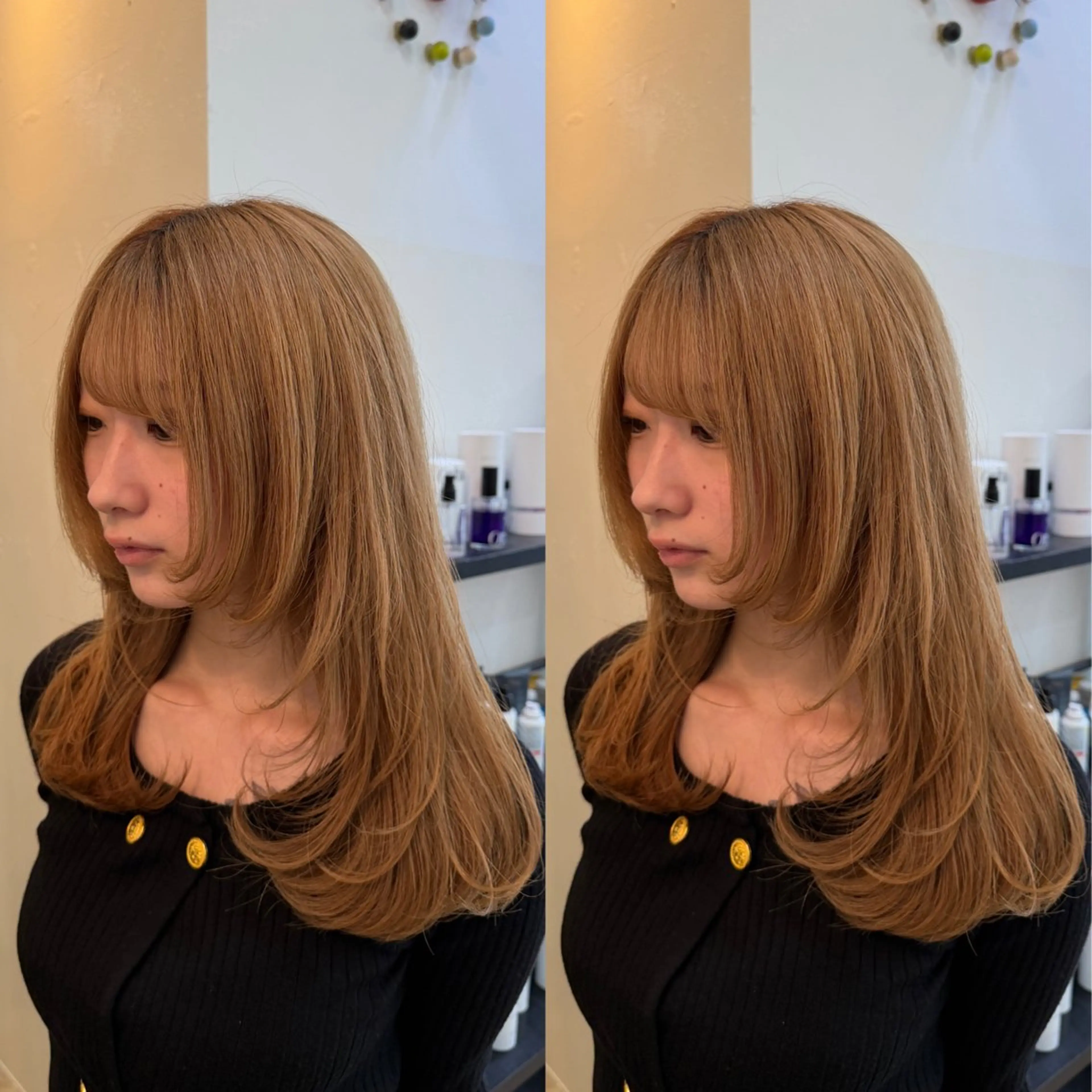 セミロング カット トリートメント ハイライト/レイヤー /ハイトーン/AOIのヘアスタイル