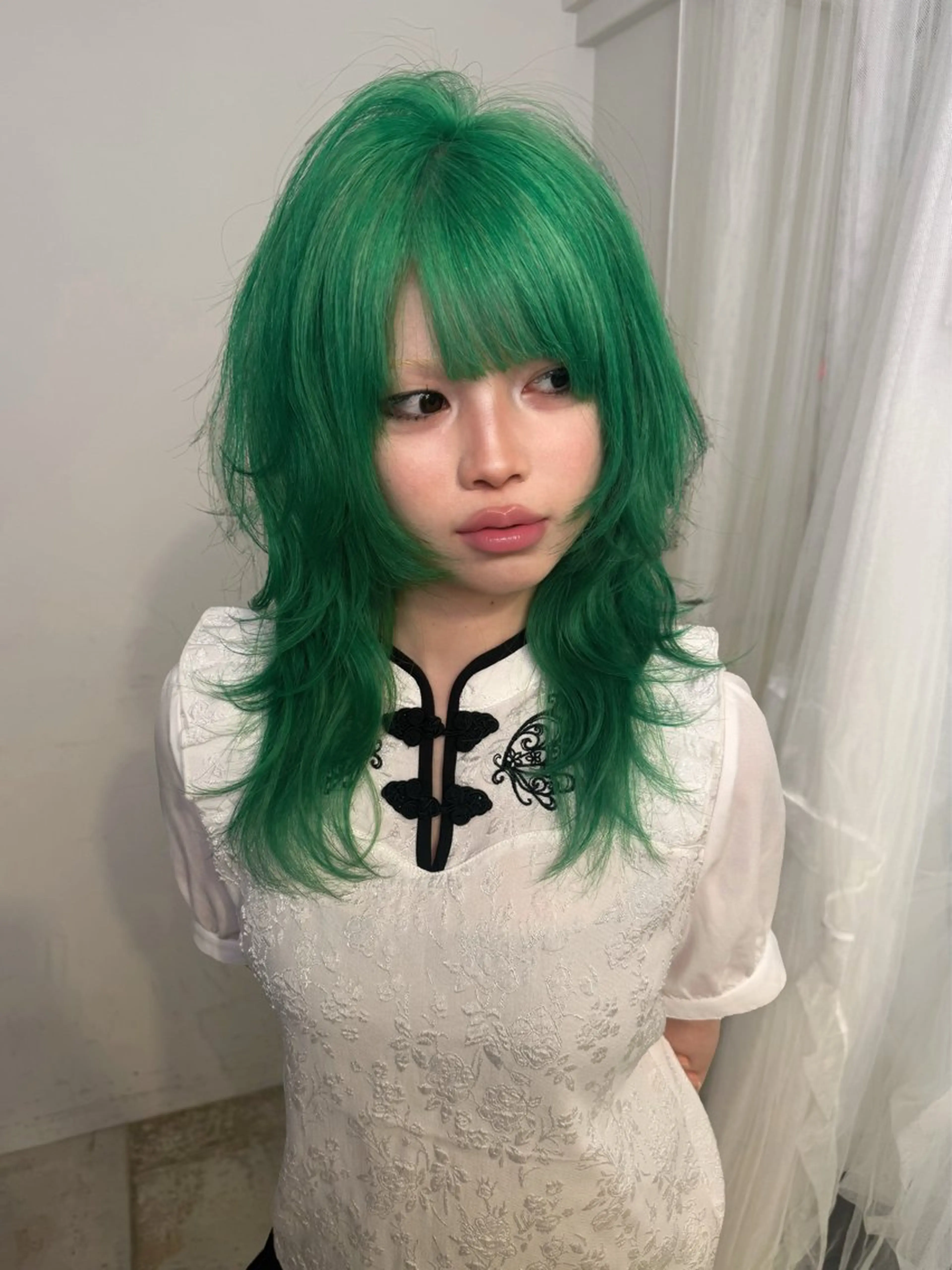 セミロング カラー ヘアカラー トリートメント ヘッドスパ ヘアセット HARUNA/原宿/ デザイン/カットのヘアスタイル