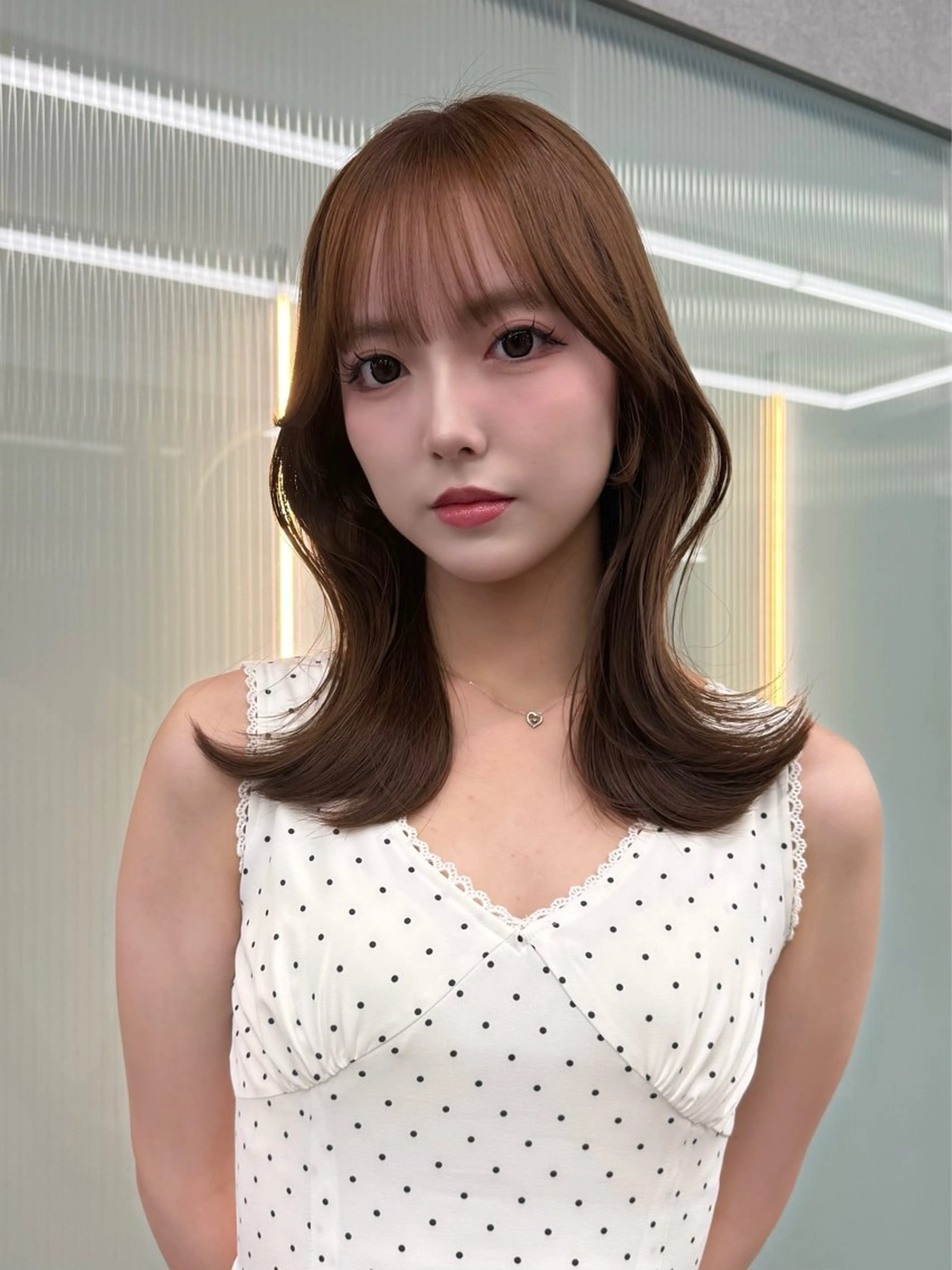 ミディアム カラー 韓国風ヘア レイヤーカット ヘアカラー レイヤーカット /顔周り/和奏︎♪のヘアスタイル