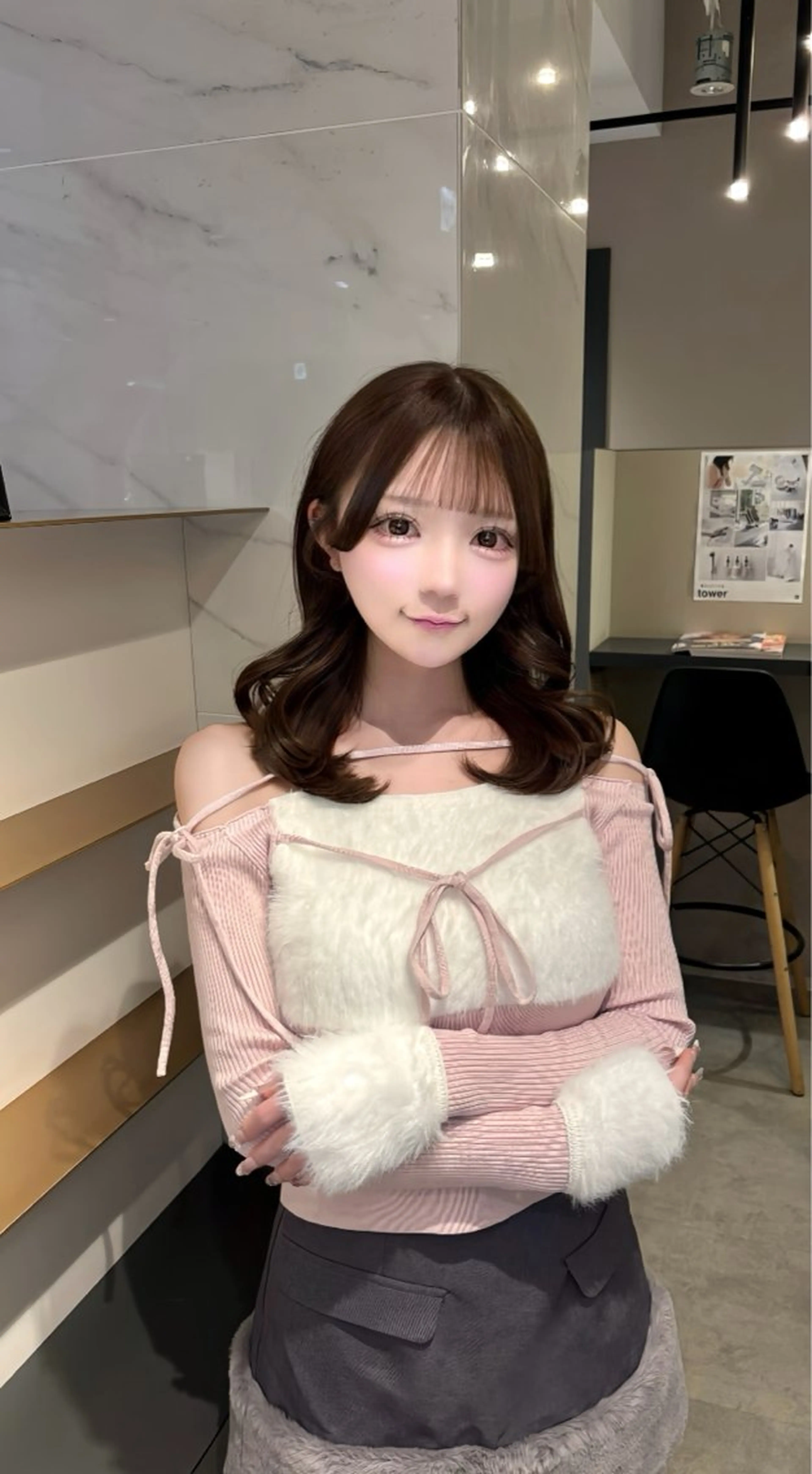 セミロング 柿田人和／韓国 ／ワンホンヘアのヘアスタイル