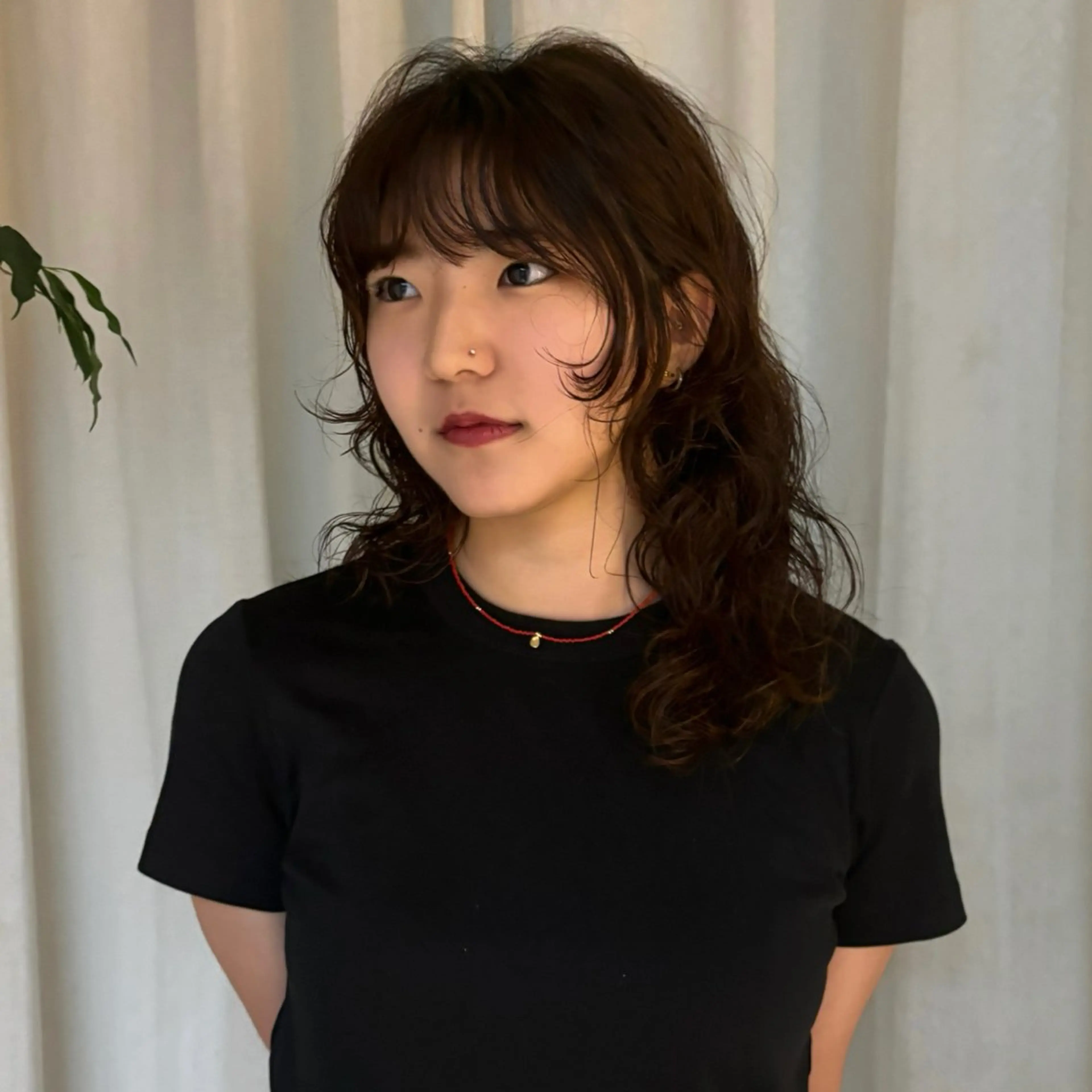 ミディアム パーマ ミディアムパーマ 顔周りカット レイヤーカット Fuka🫧 ボブモデル募集中のヘアスタイル