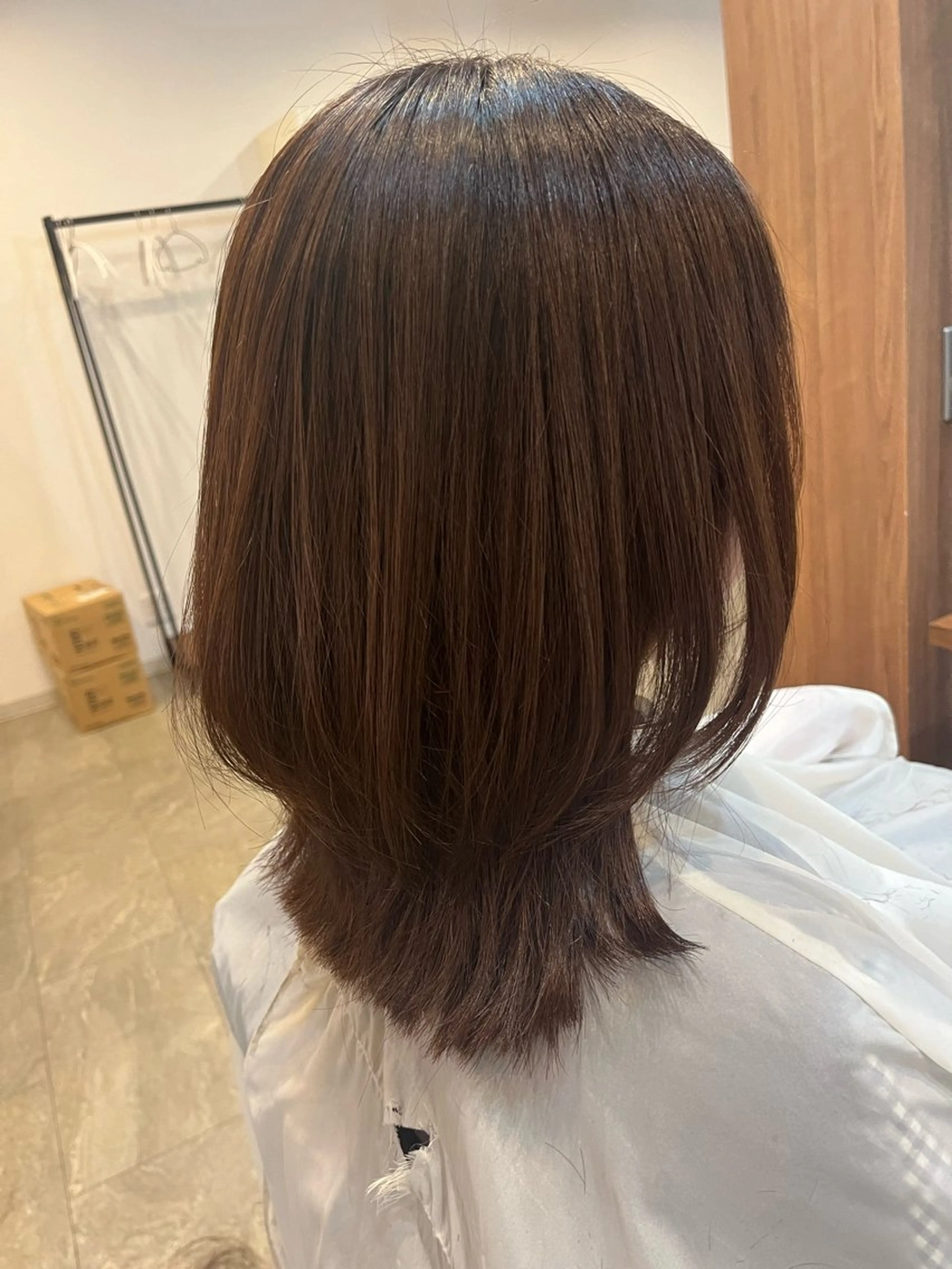 ミディアム ミディアムレイヤー アッシュ くびれヘア レイヤーカット くすみカラー/ボブ ♡ madocaのヘアスタイル