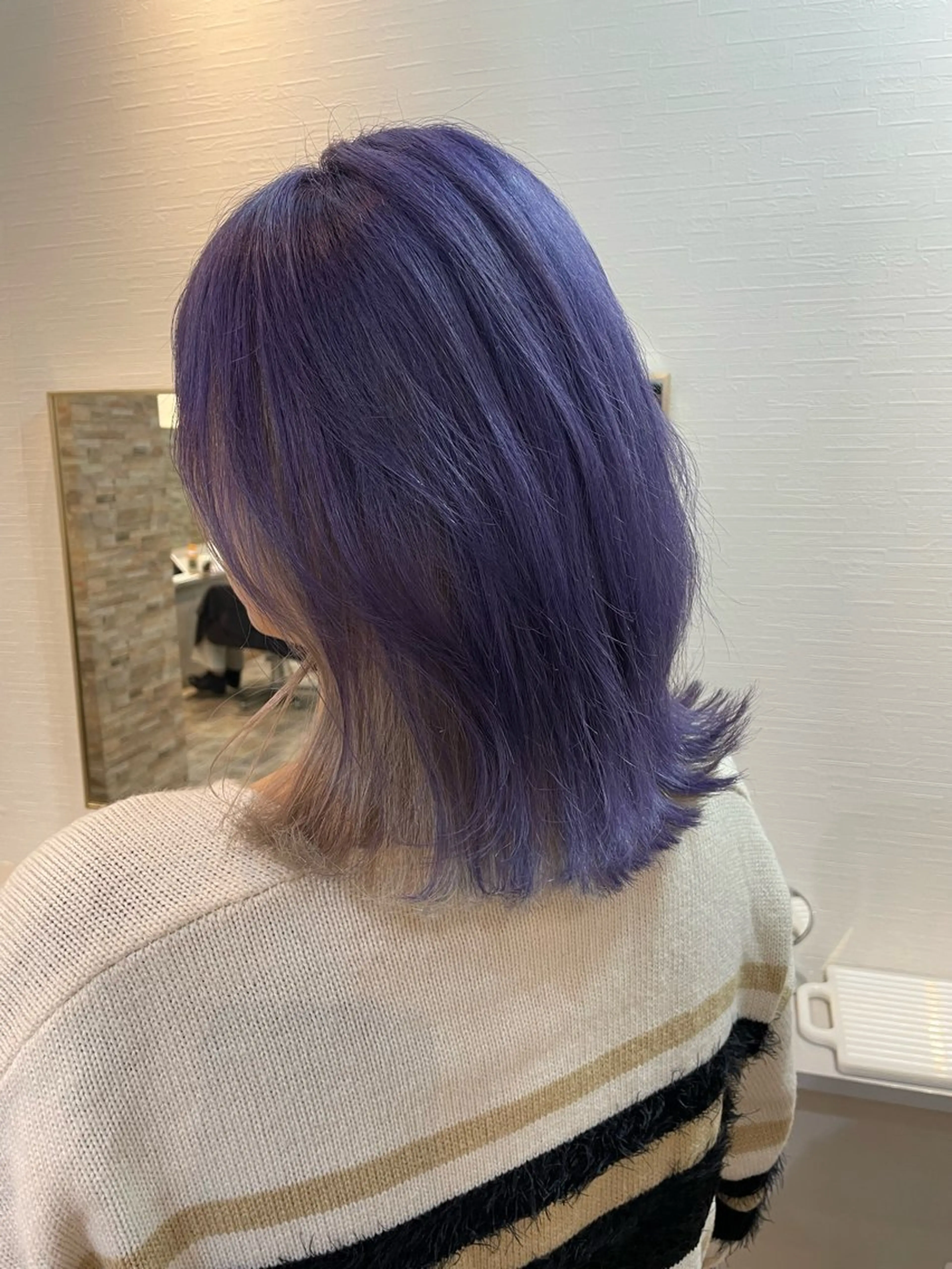 ミディアム カラー ブリーチ ブルーカラー ブルーラベンダー ラベンダーカラー ヘアカラー Ammi hair所属・YUI/ ブリーチカラー🌷のヘアスタイル
