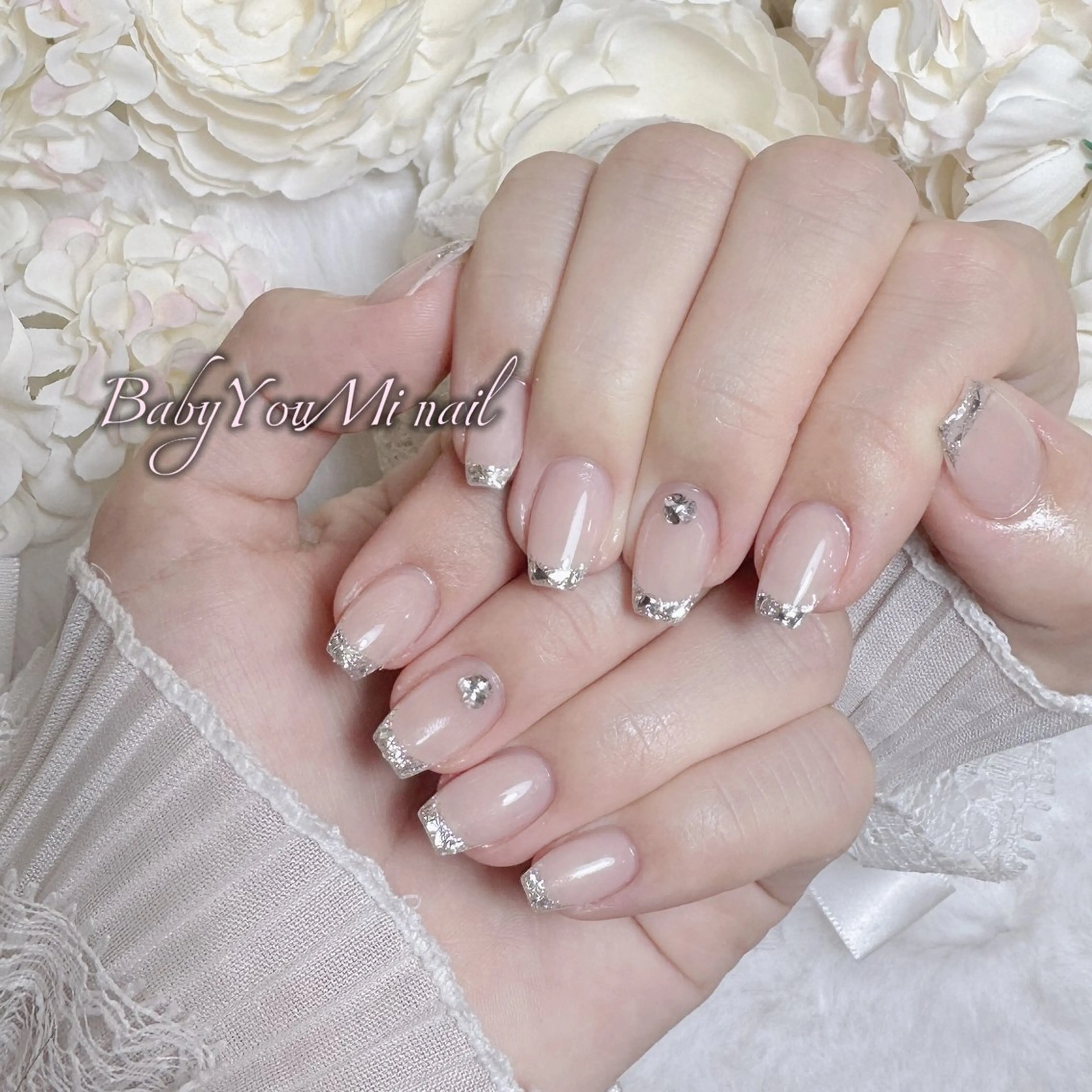 ネイル オーロラネイル チークネイル 成人式 フットネイル フレンチネイル ハンドネイル BabyYouMi nailのネイルデザイン