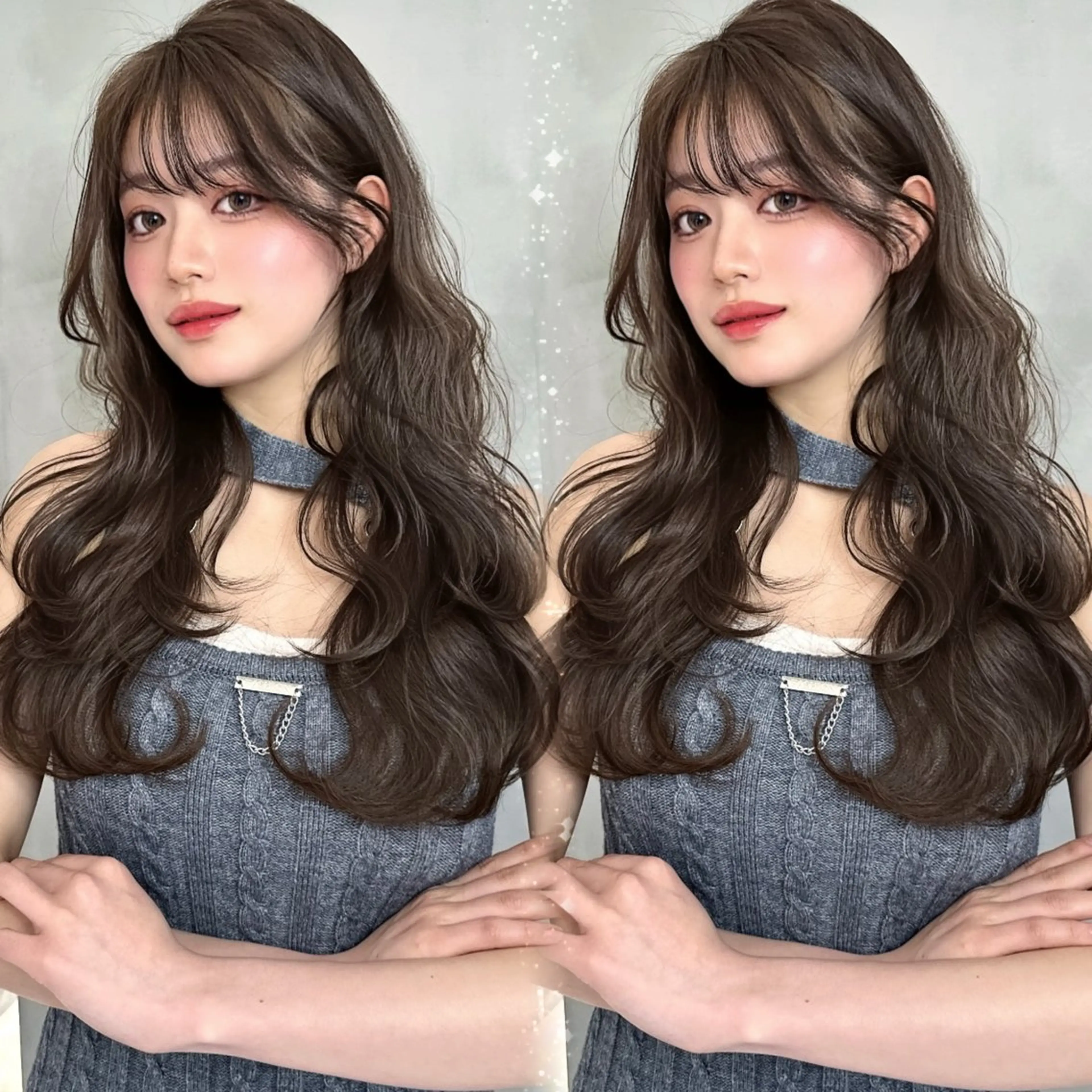 セミロング アッシュ ハイライト 韓国風ヘア カット ヘアカラー トリートメント 韓国カット/透明感 カラー/NANAMIのヘアスタイル