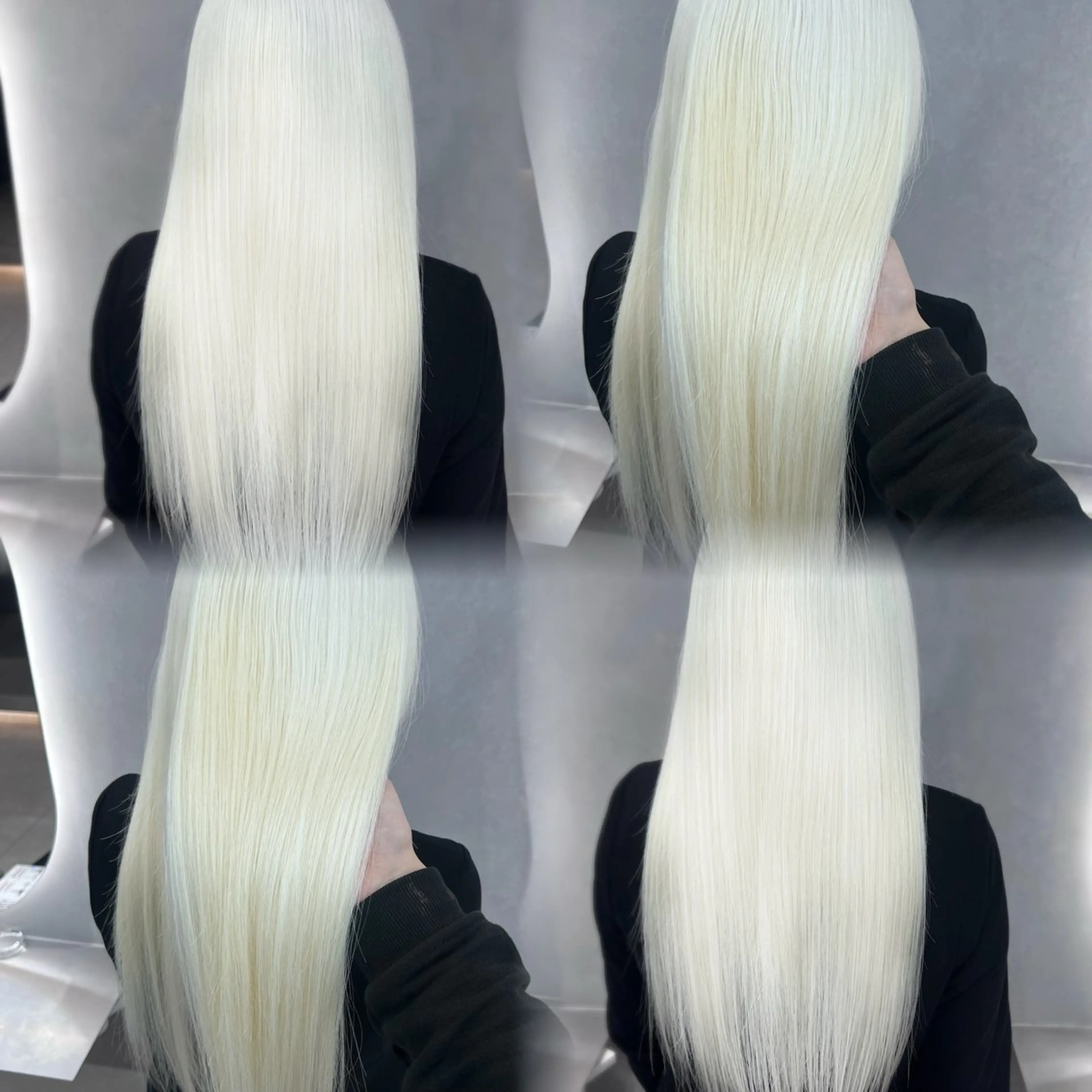 ロング ヘアカラー ミルクティーベージュ オリーブグレージュのヘアスタイル