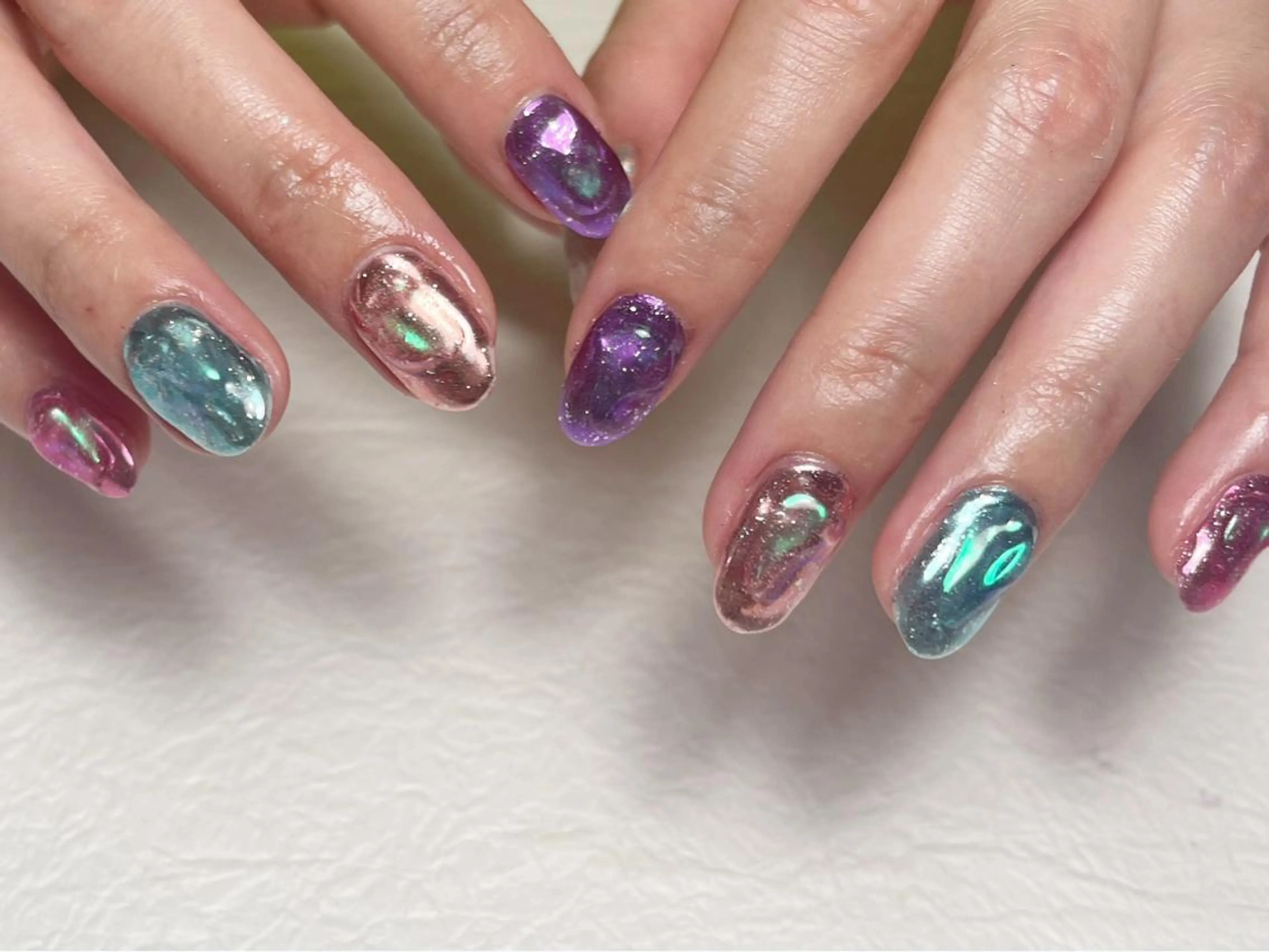 ネイル アートネイル ジェルネイル キラキラネイル 韓国ネイル ミラーネイル Y nail なんば堀江店のネイルデザイン