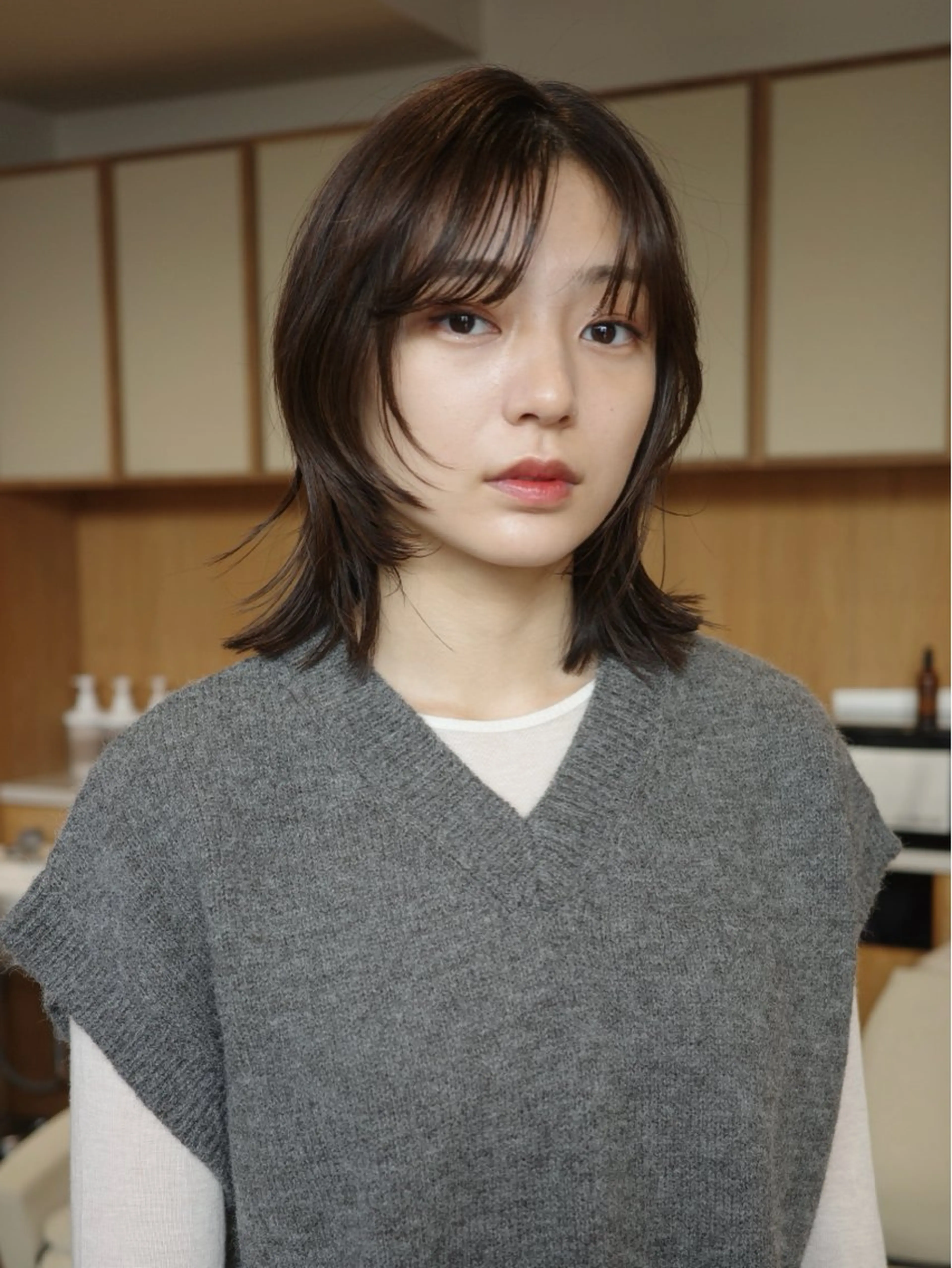 ミディアム カラー カット ヘアカラー トリートメント アカツ ミナのヘアスタイル