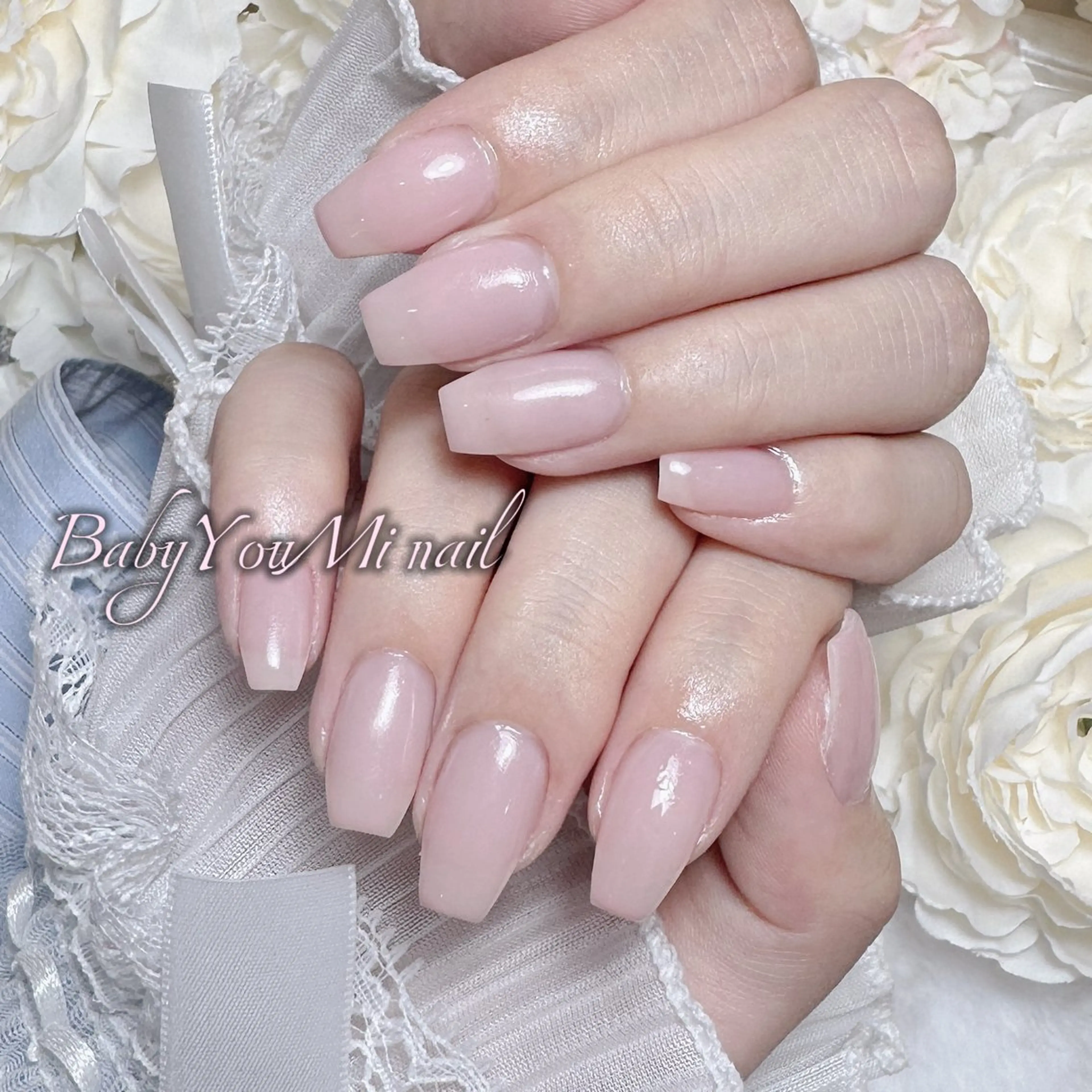 ネイル オーロラネイル チークネイル 成人式 フットネイル フレンチネイル ハンドネイル BabyYouMi nailのネイルデザイン