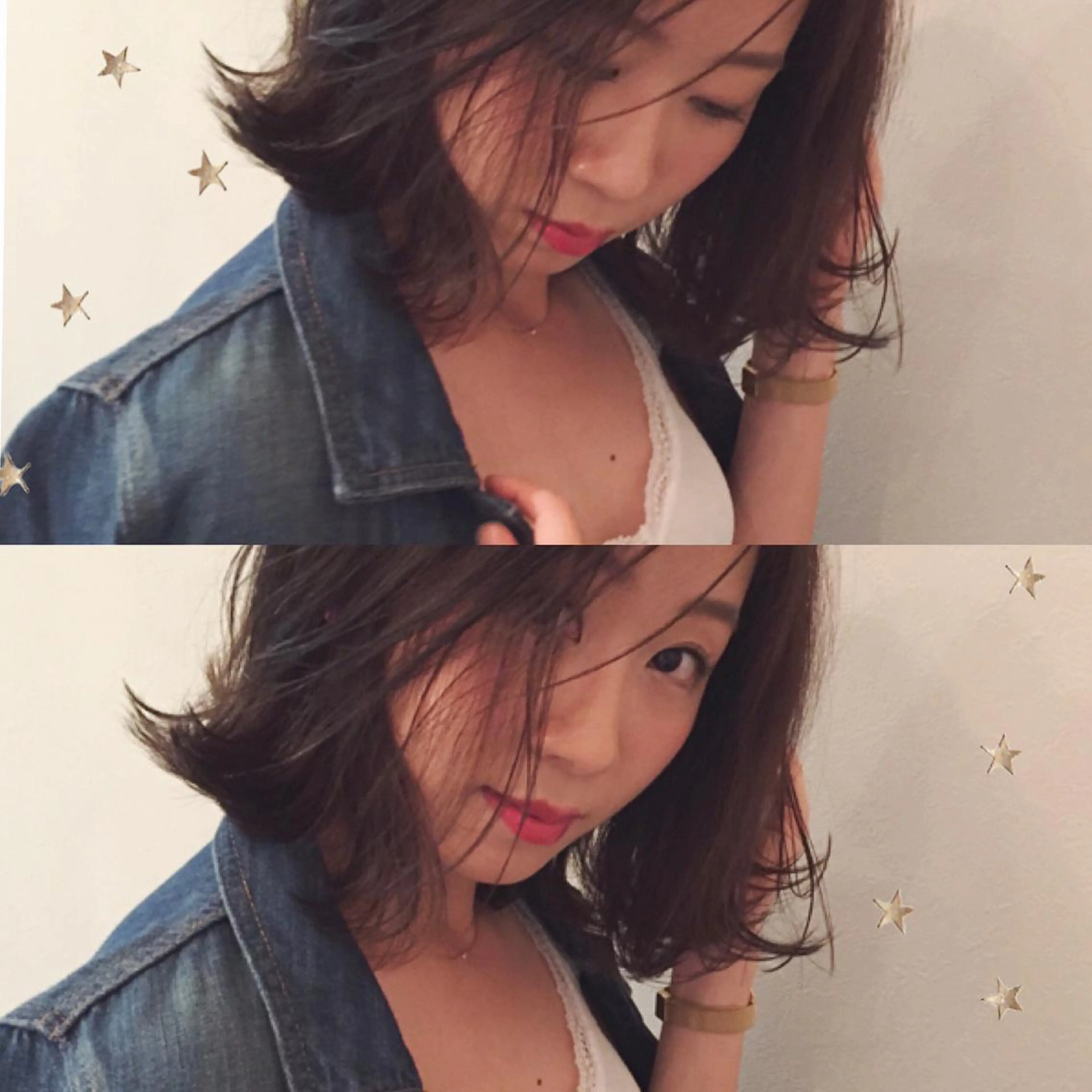 ミディアム アッシュ ハイライト 市川 千夏のヘアスタイル