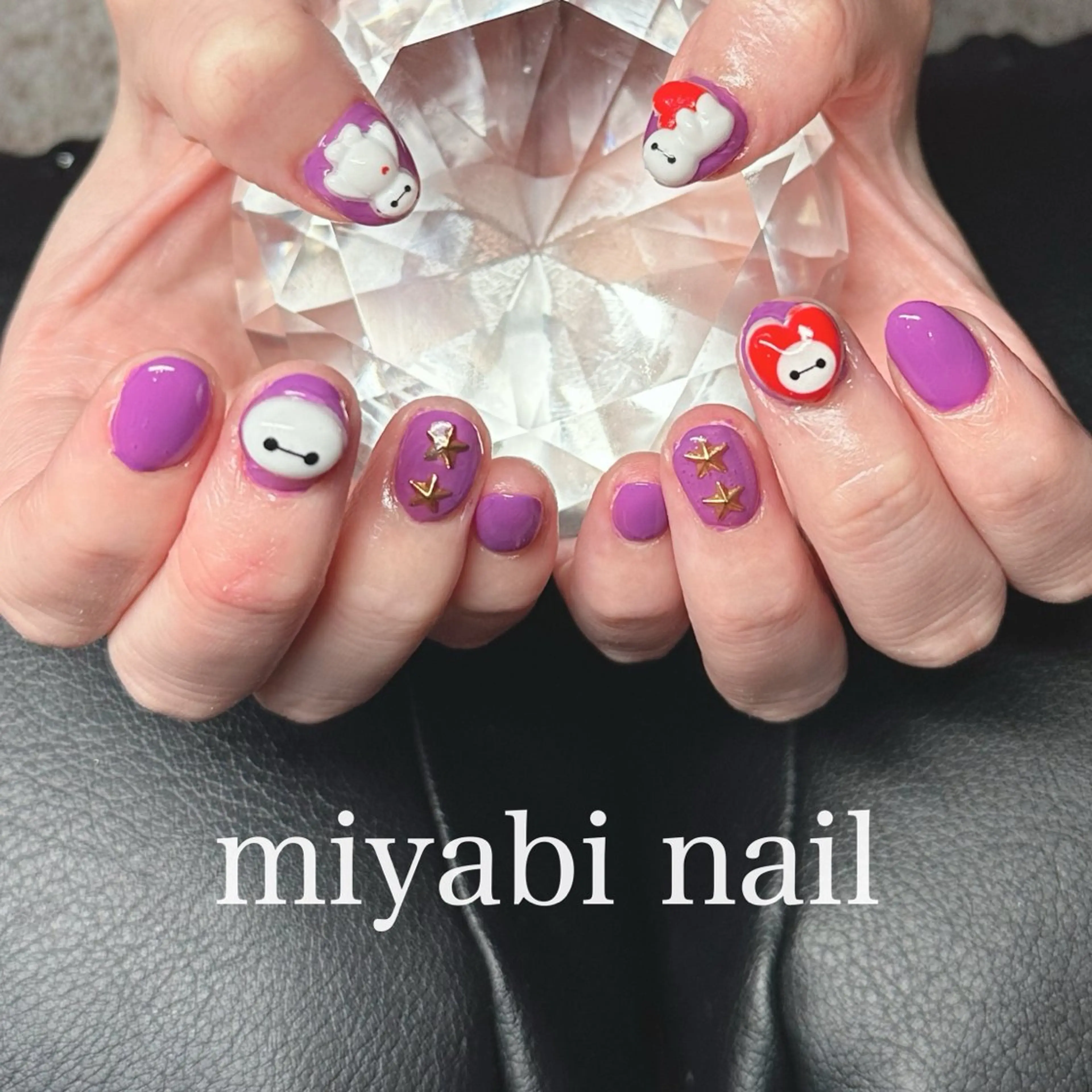 ネイル ジェルネイル 持ち込み パープル ハンドネイル miyabi nail 桂川駅近くのネイルデザイン