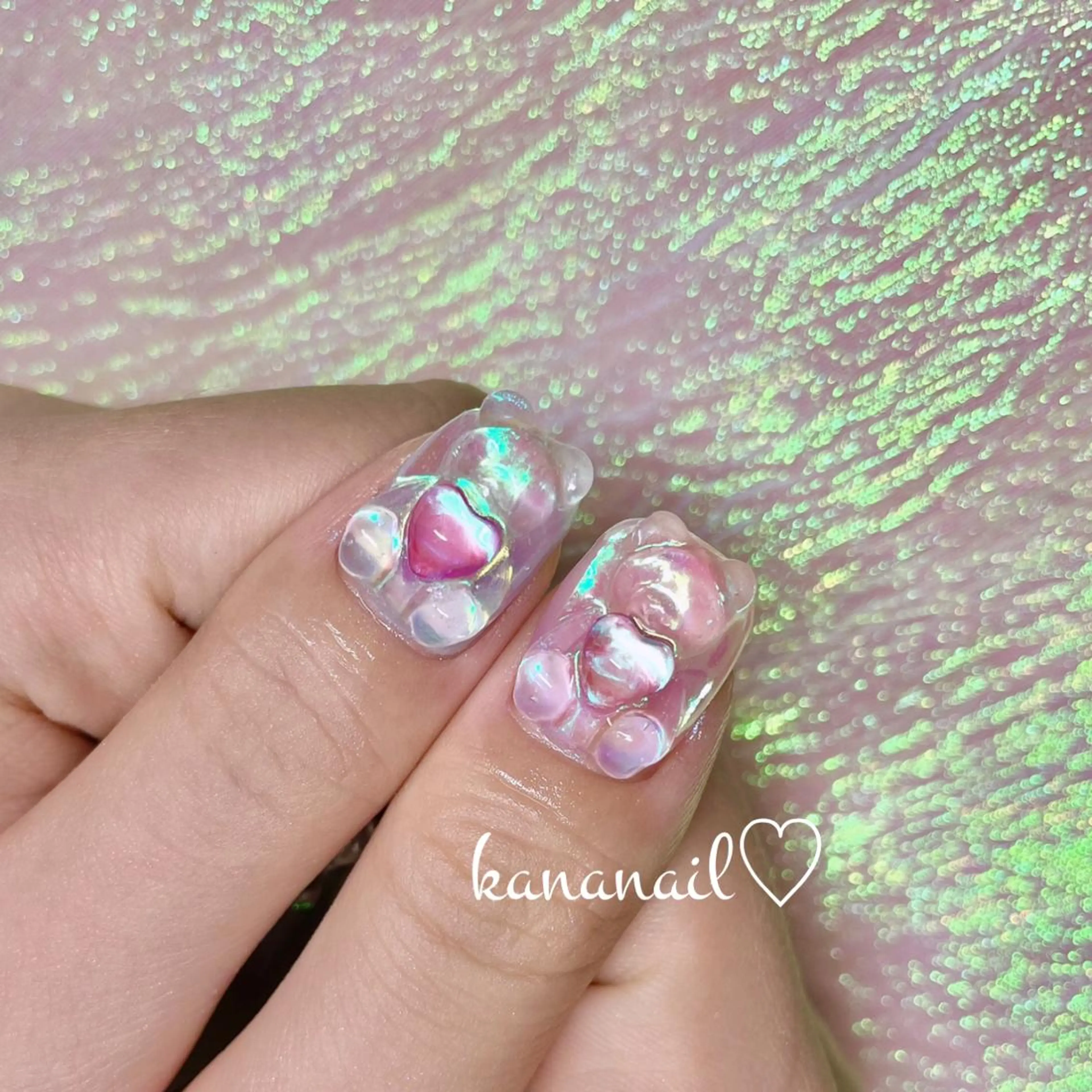 ネイル オーロラネイル ぷっくりネイル kananail ♡のネイルデザイン