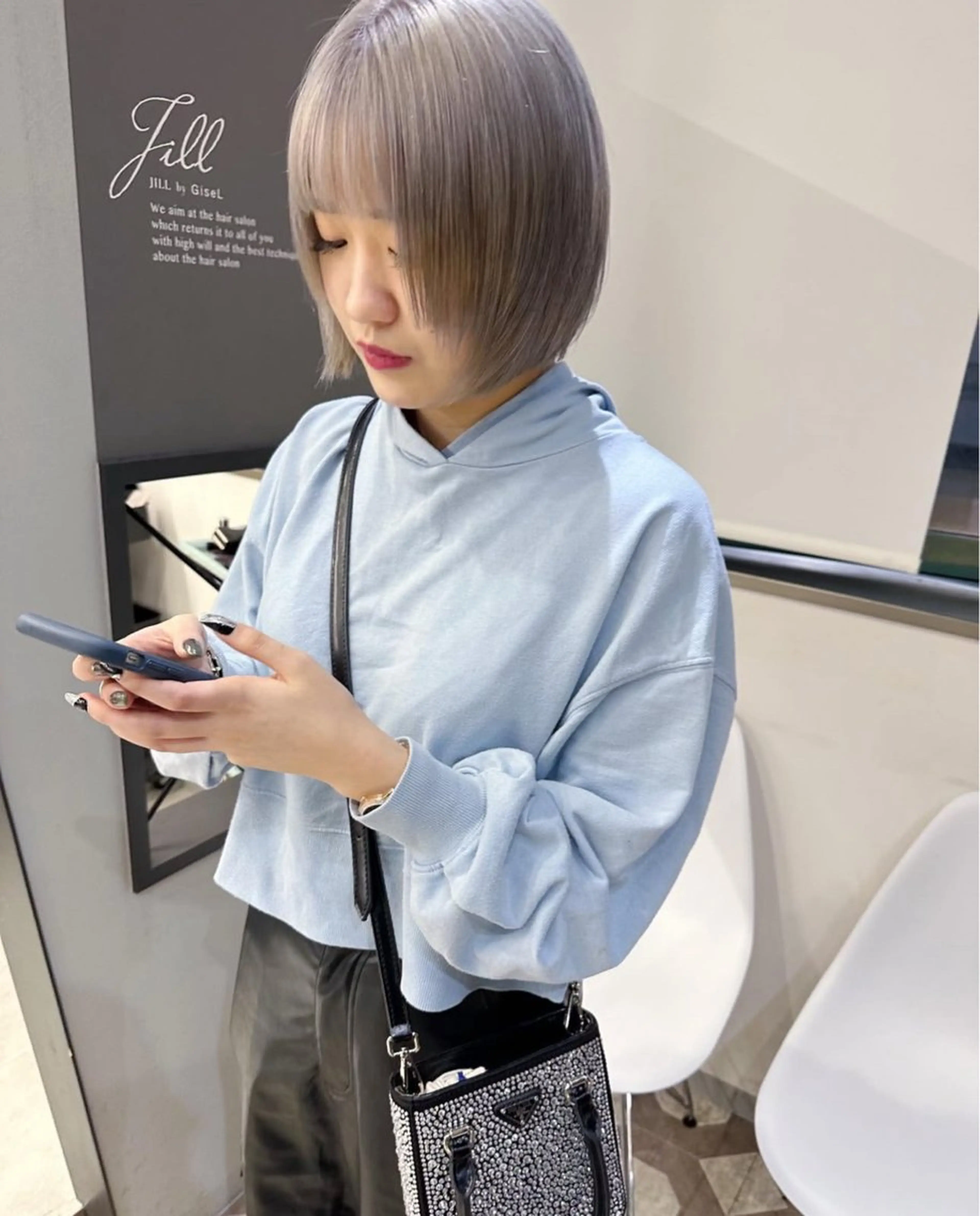 ショート カラー ヘアカラー トリートメント 天神/ハイトーン/艶 カラー/Miharuのヘアスタイル