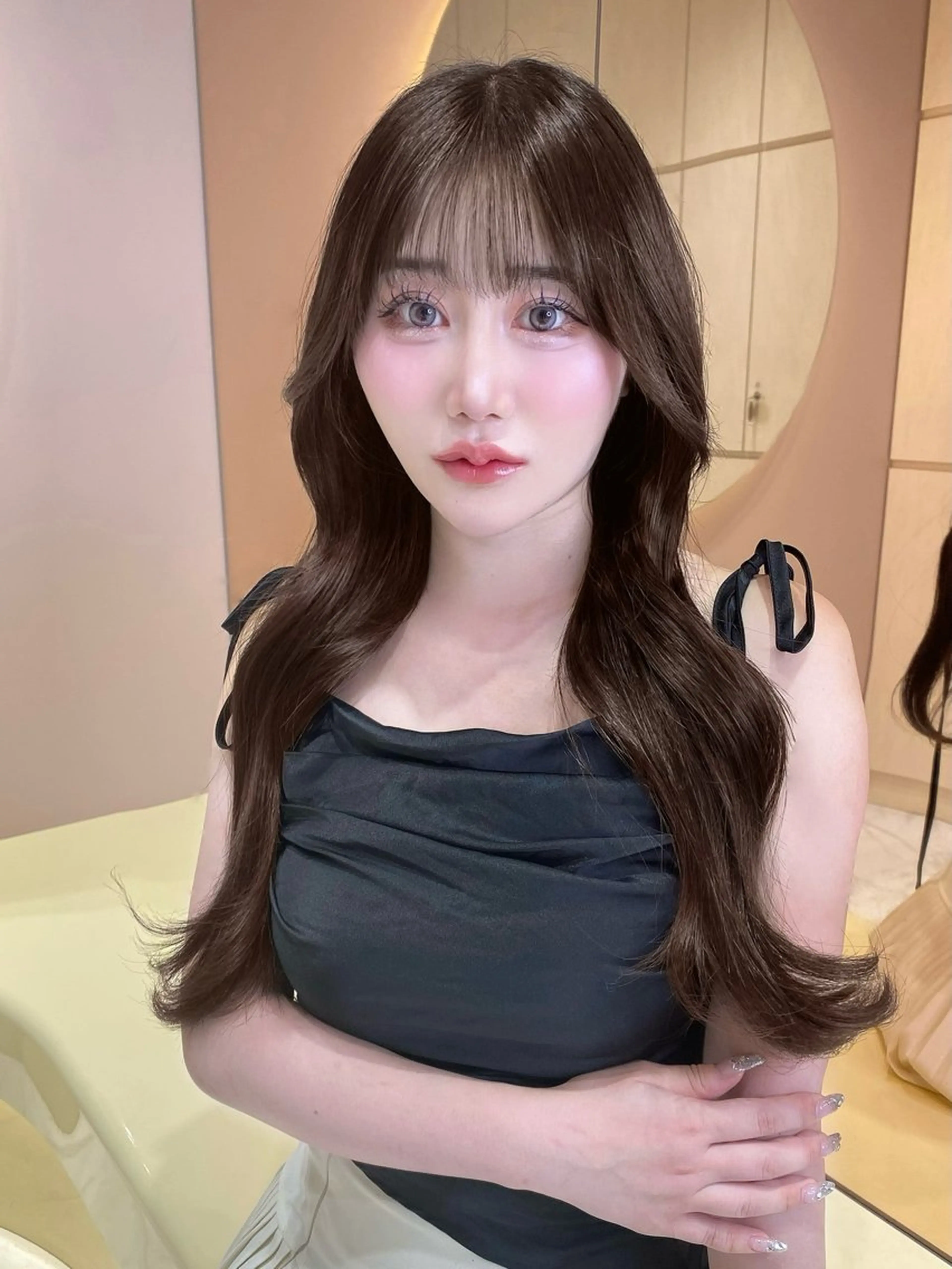 ロング カラー カット ヘアカラー 髪質改善/はるみ🌙 韓国レイヤーのヘアスタイル